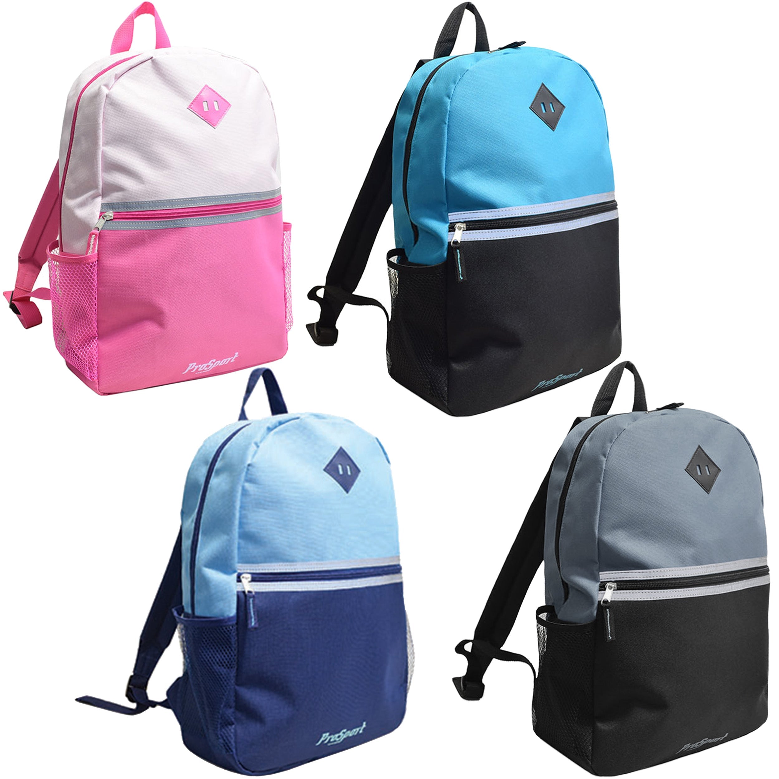 17 Diamond Patch Multi Color Wholesale Backpacks Bulk Case of 24 Bookbags