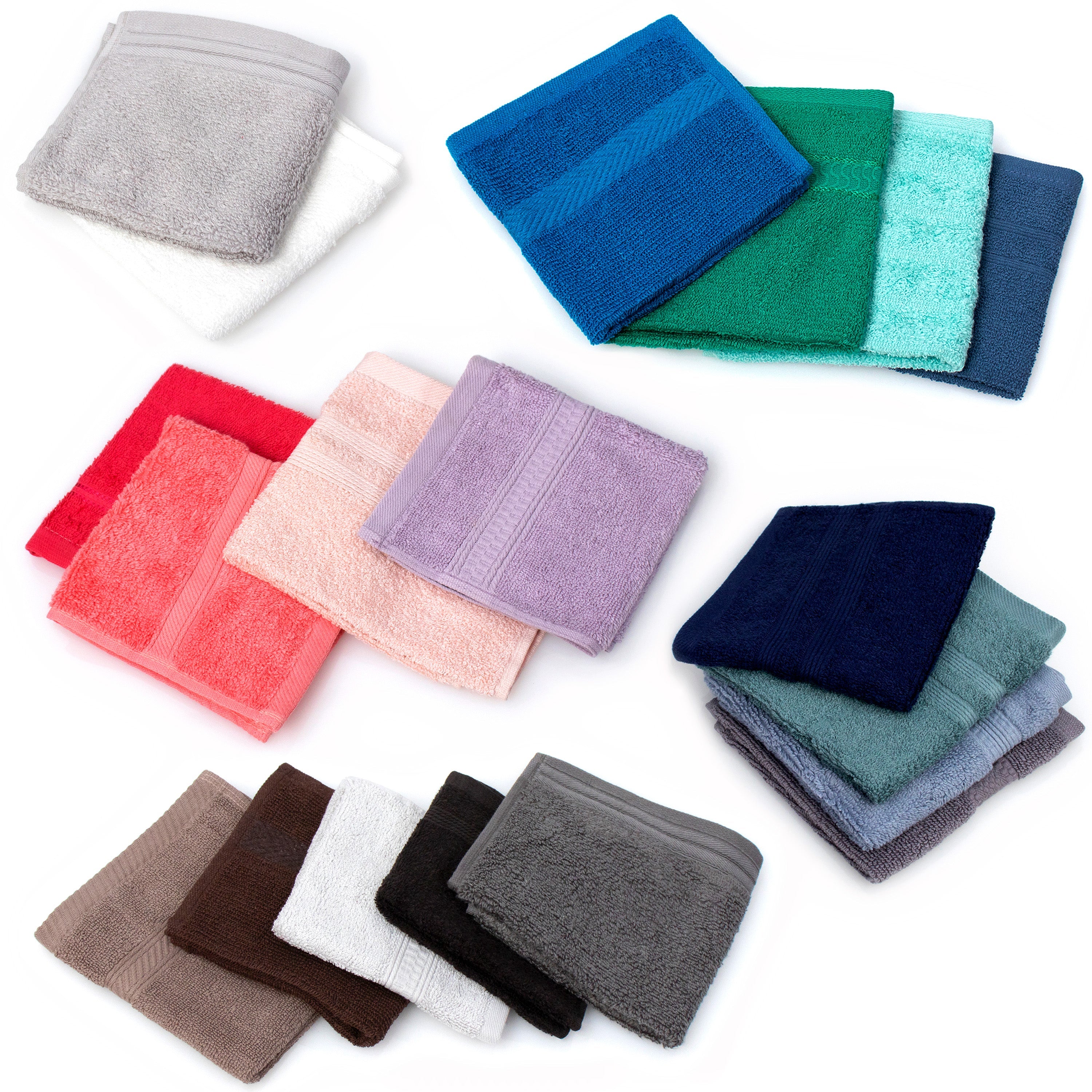 12”x12” Assorted Colors, Wholesale Value Hand Towels 24 Pack – Bulk Case of 24