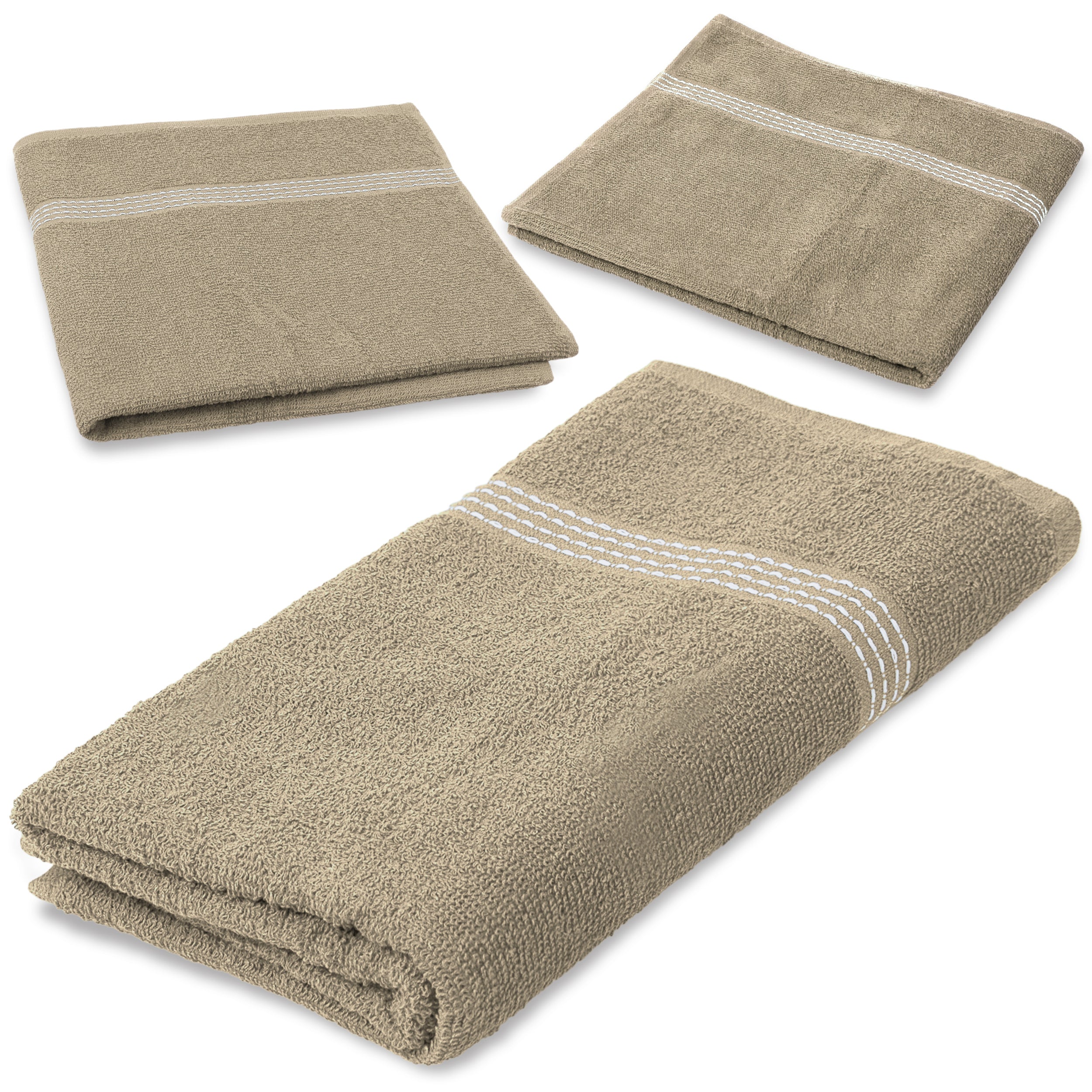 27"x50" Beige Wholesale Value Bath Towels 8-Pack – Bulk Case of 8