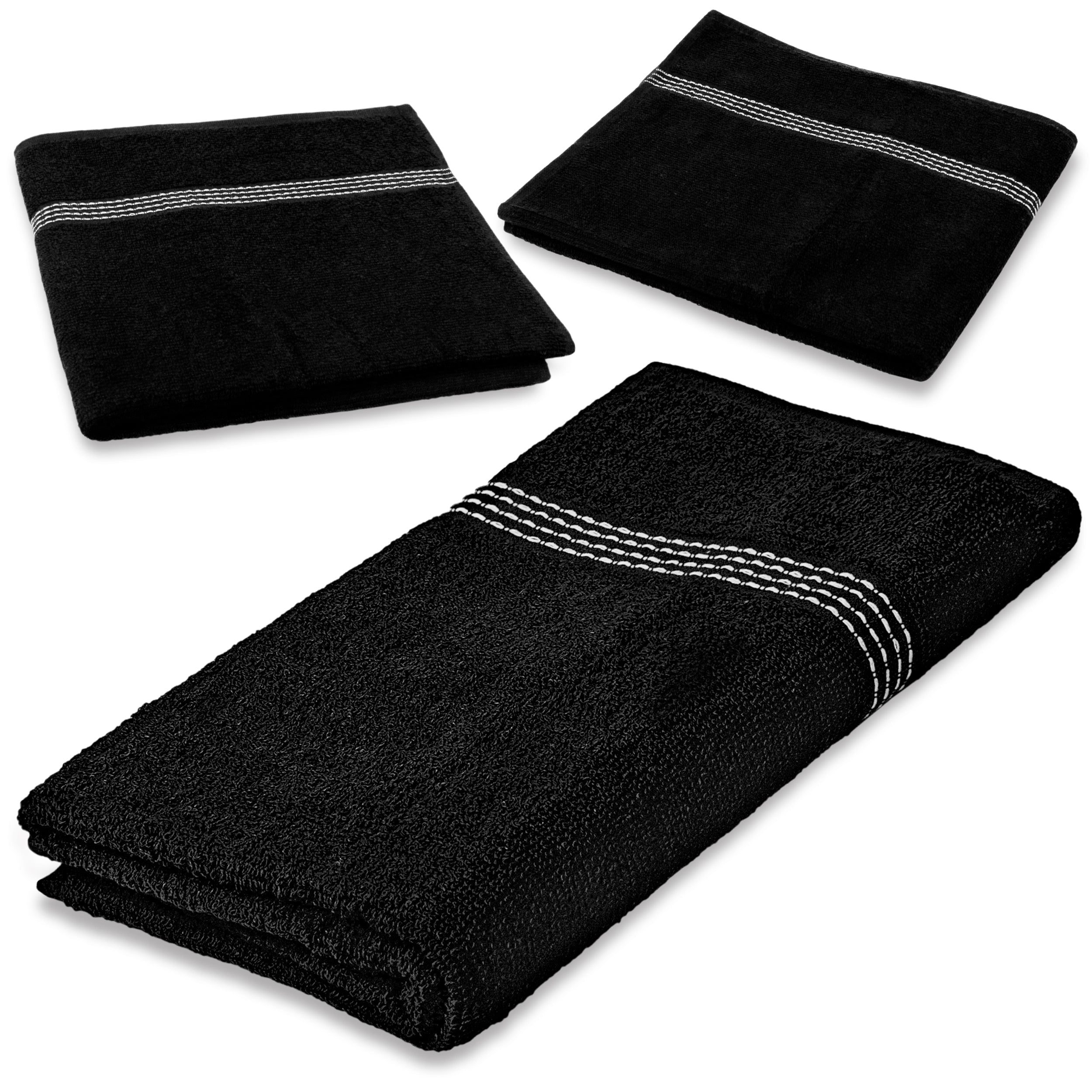 27"x50" Black Wholesale Value Bath Towels 8-Pack – Bulk Case of 8