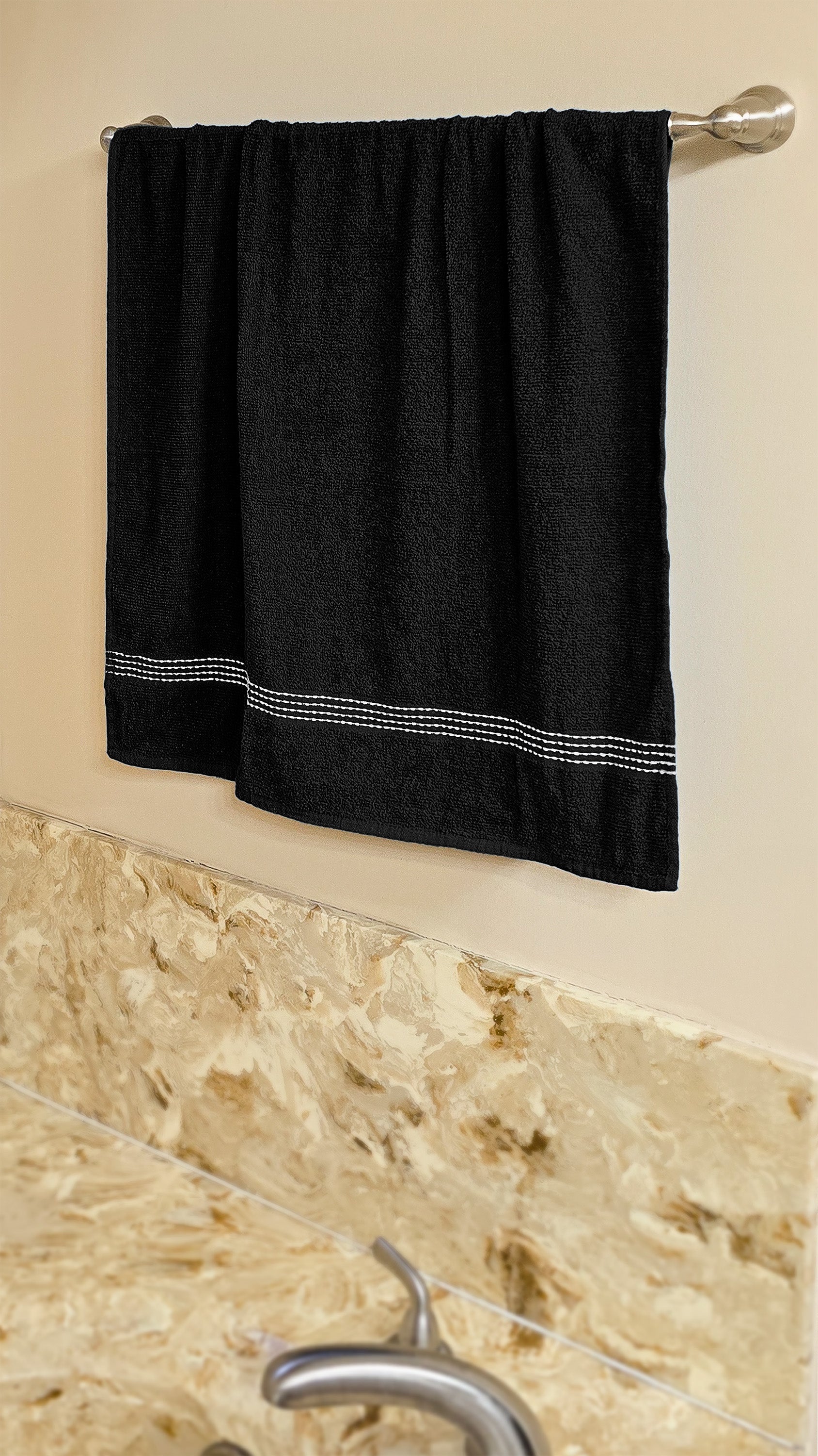 27"x50" Black Wholesale Value Bath Towels 8-Pack – Bulk Case of 8