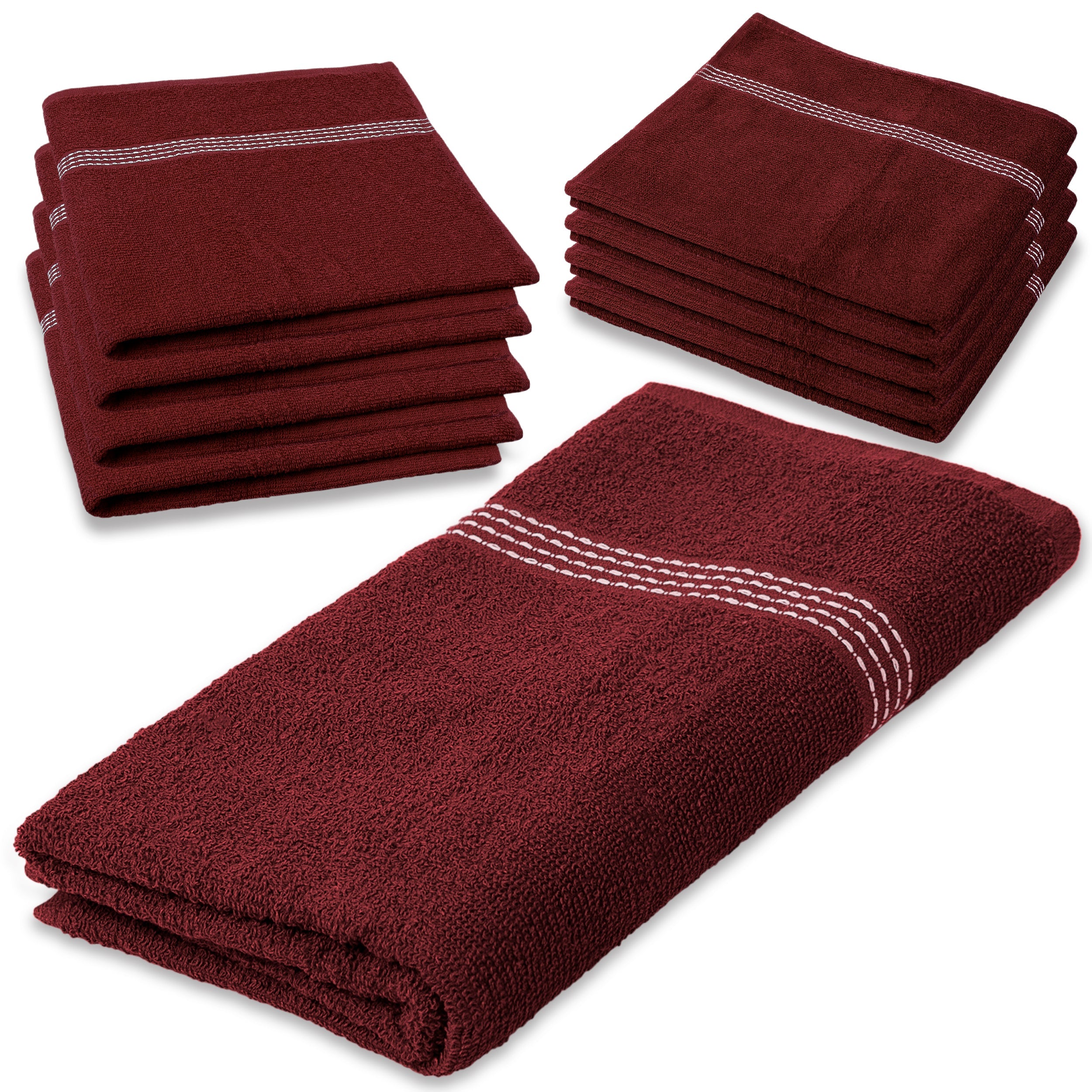 27"x50" Burgundy Wholesale Value Bath Towels 8-Pack – Bulk Case of 8