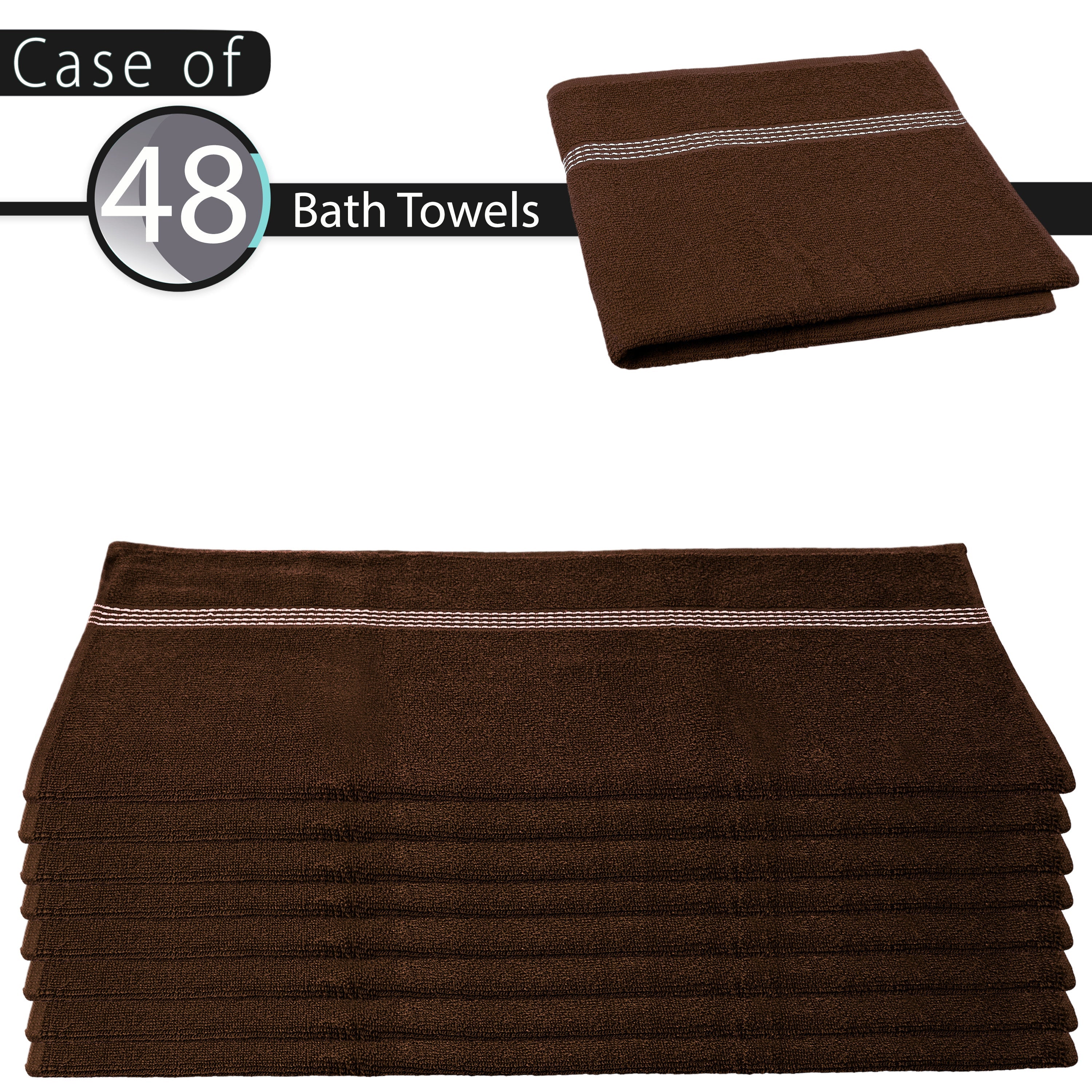 27"x50" Coffee Brown Wholesale Value Bath Towels 48-Pack – Bulk Case of 48