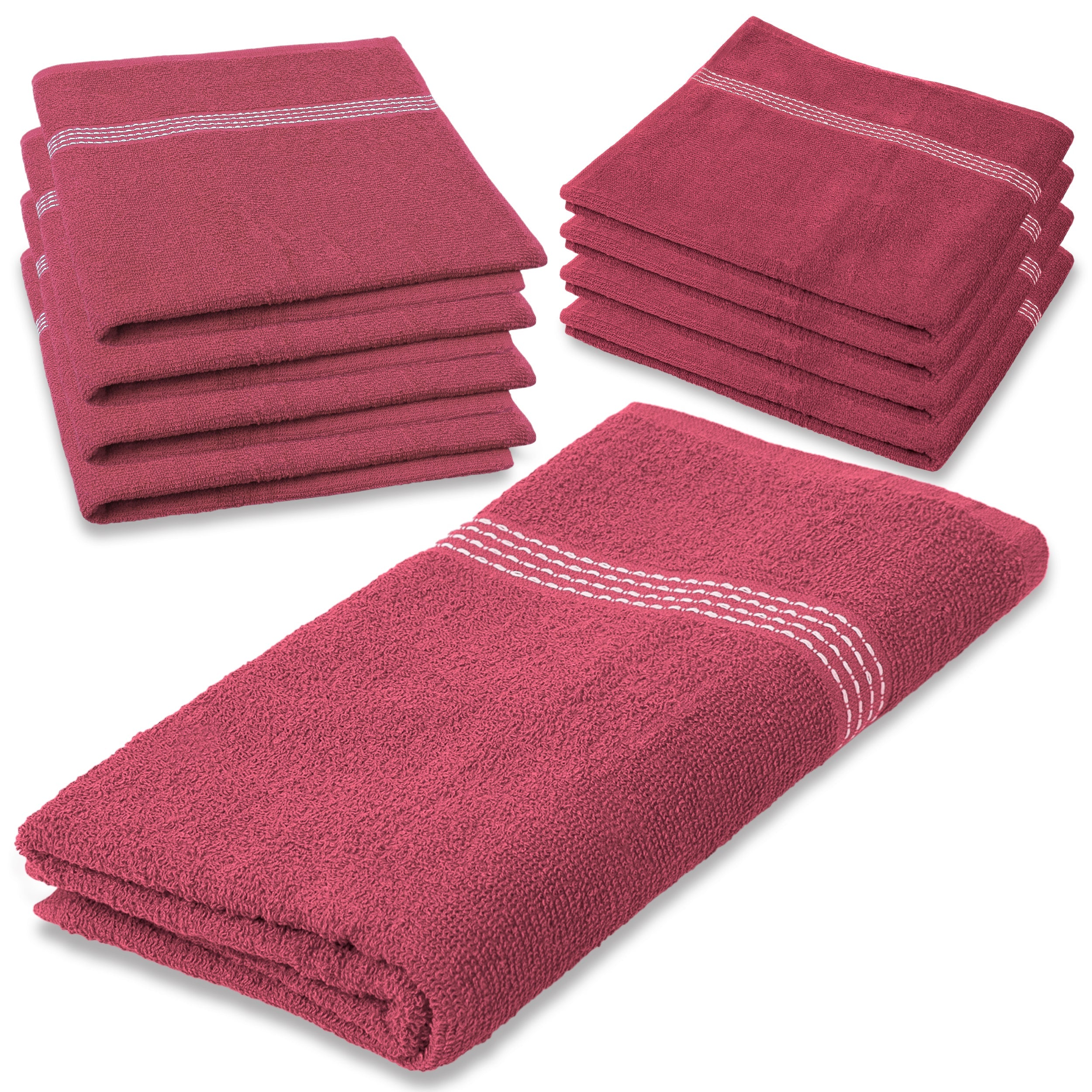 27"x50" Dark Pink Wholesale Value Bath Towels 8-Pack – Bulk Case of 8