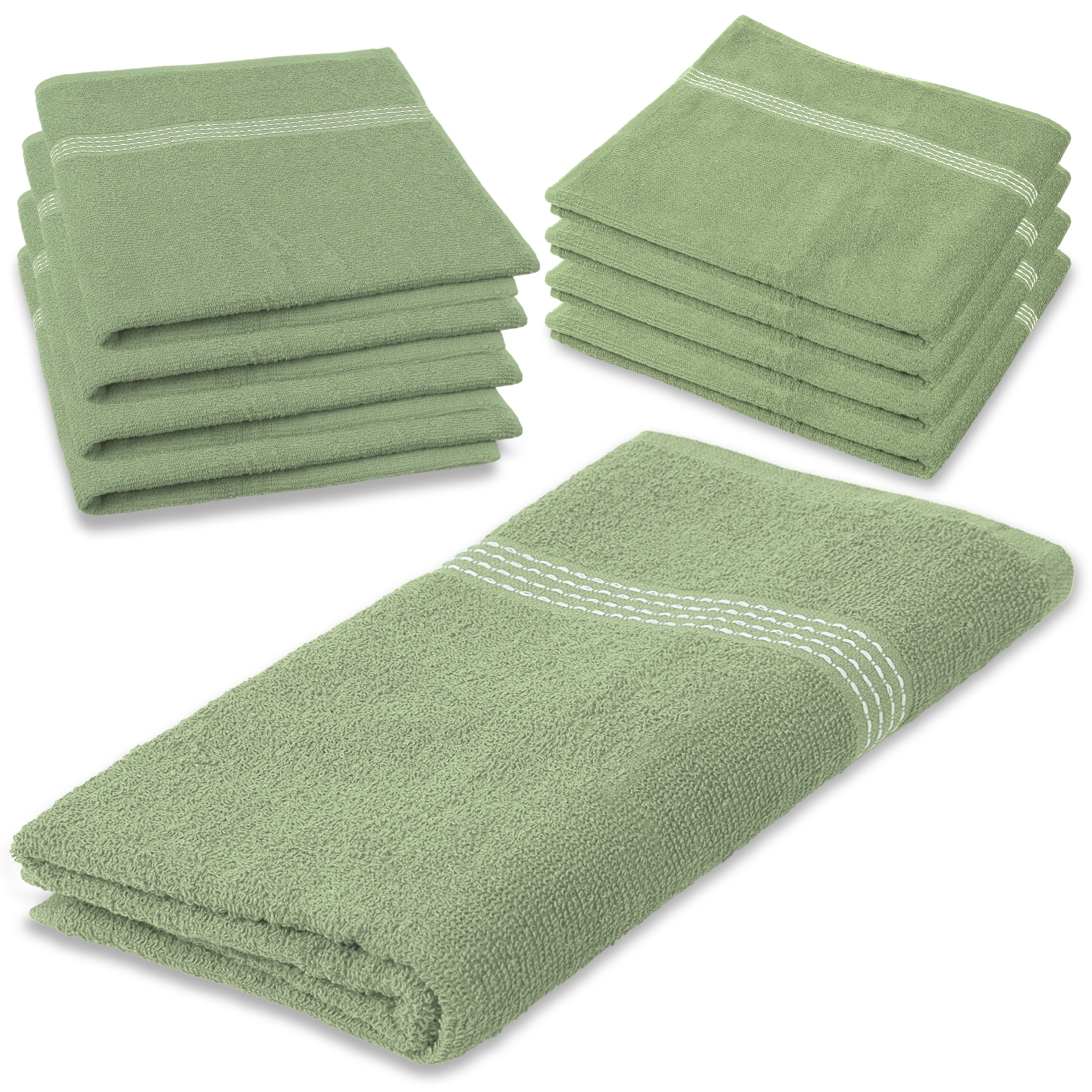 27"x50" Green Wholesale Value Bath Towels 8-Pack – Bulk Case of 8