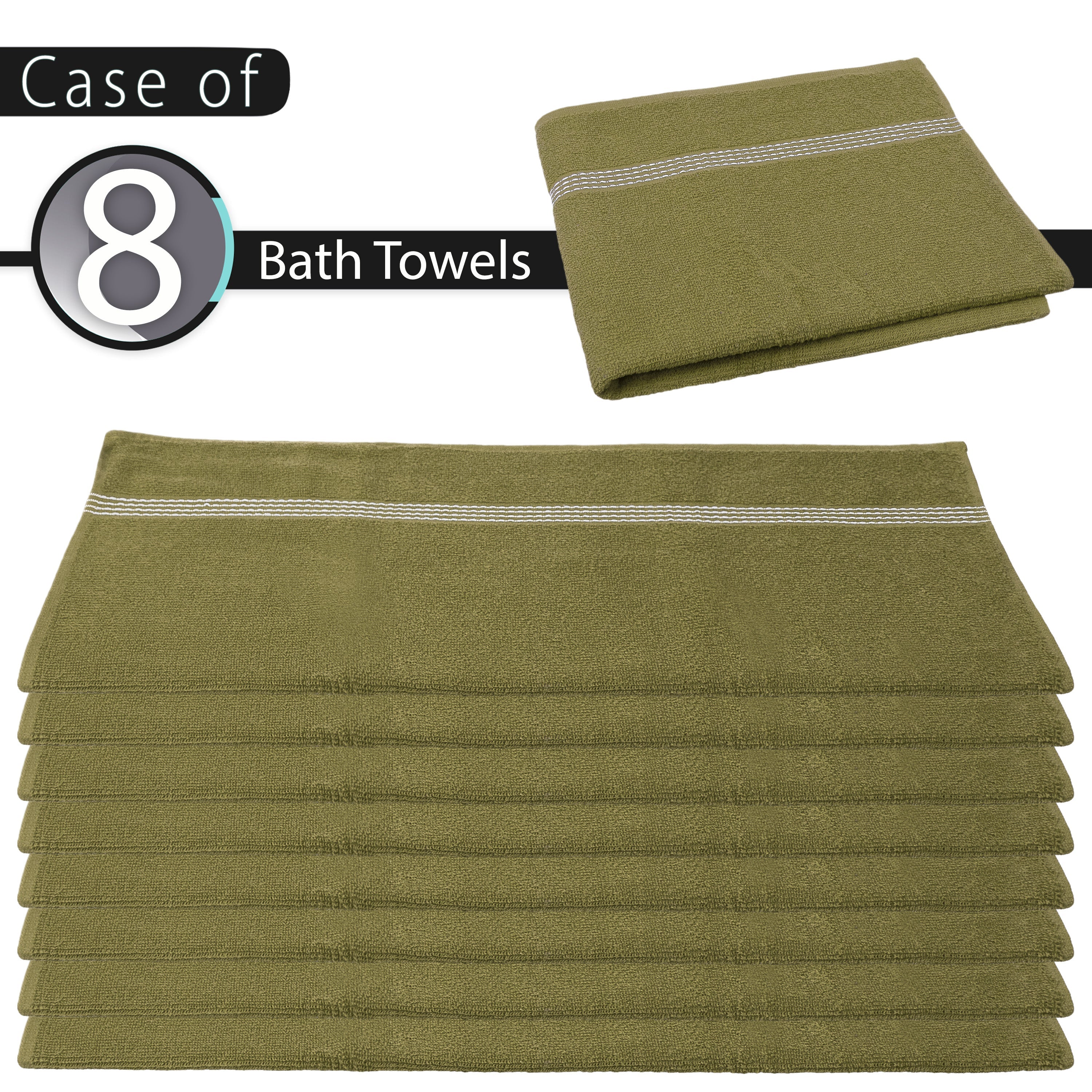 27"x50" Light Green Wholesale Value Bath Towels 8-Pack – Bulk Case of 8