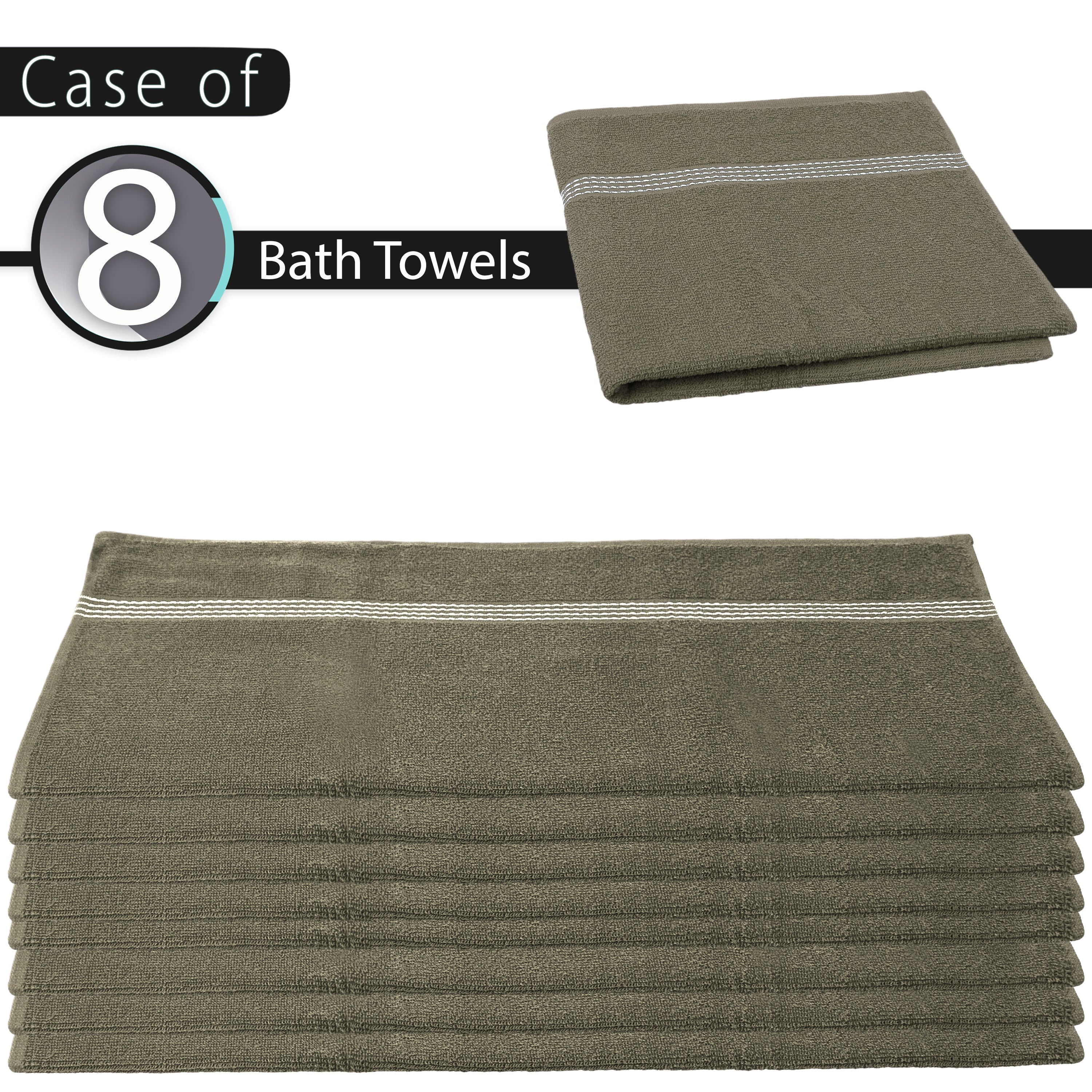 27"x50" Pastel Green Wholesale Value Bath Towels 8-Pack – Bulk Case of 8