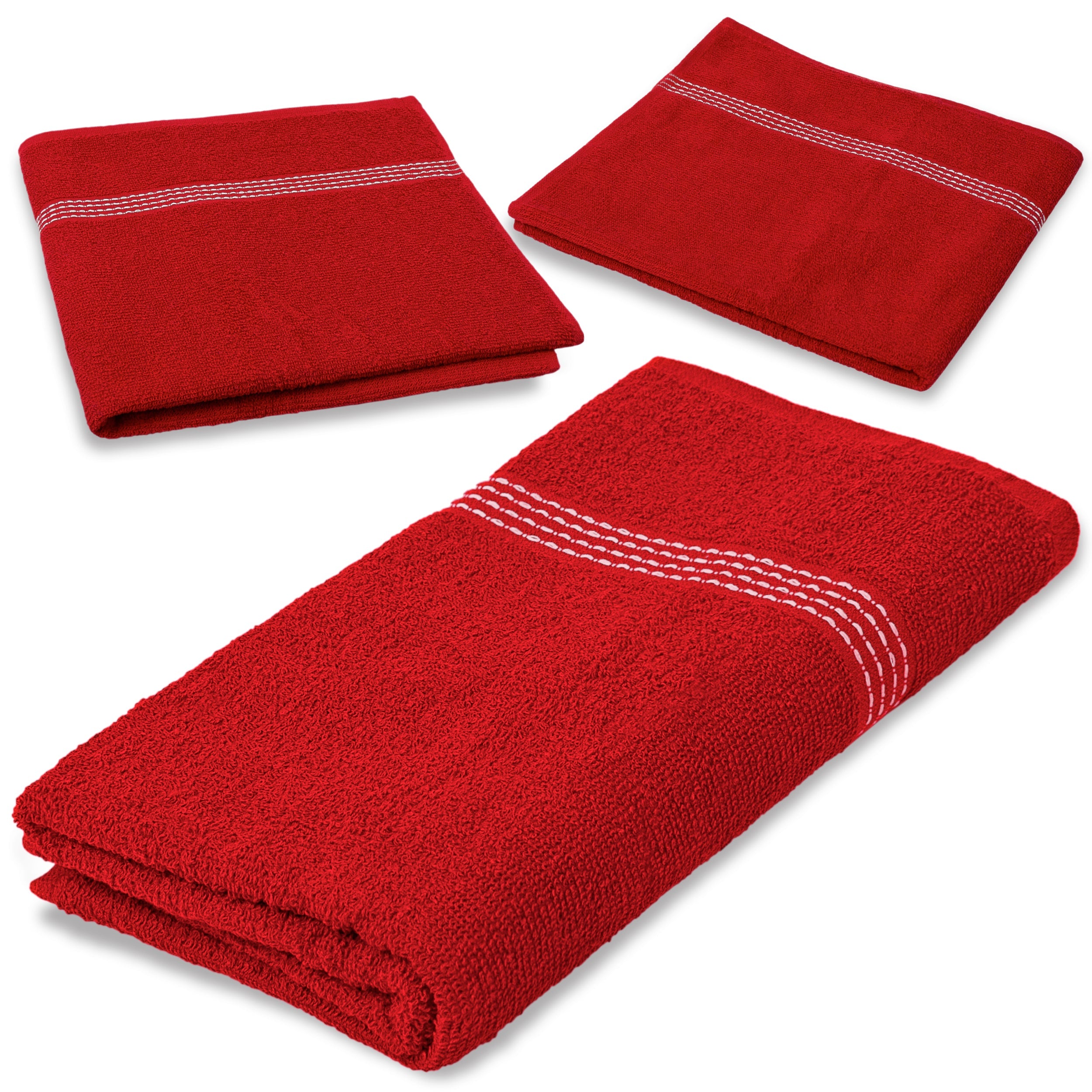 27"x50" Red Wholesale Value Bath Towels 8-Pack – Bulk Case of 8