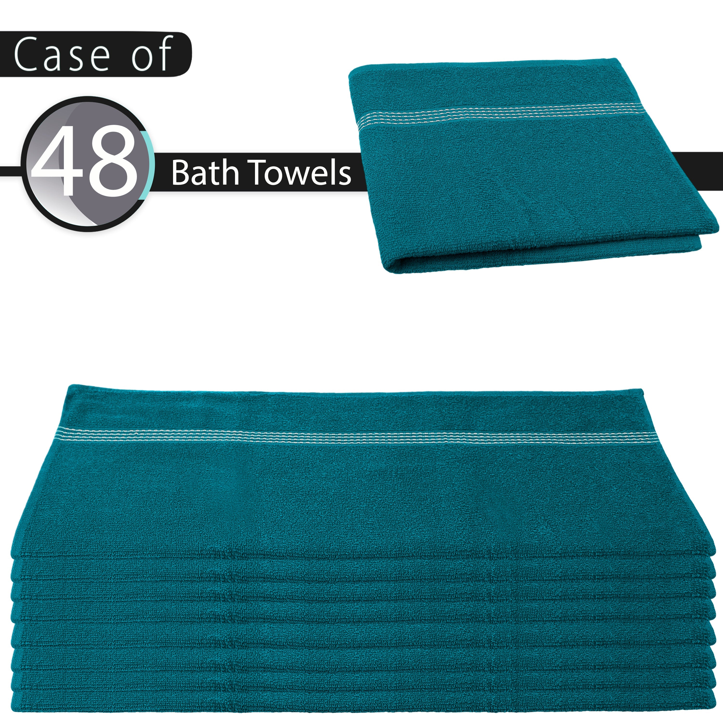 27"x50" Teal Wholesale Value Bath Towels 48-Pack – Bulk Case of 48