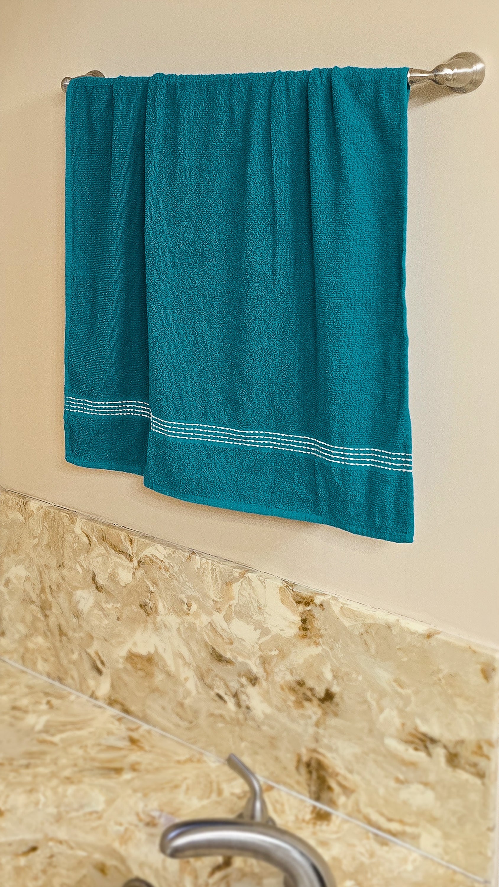 27"x50" Teal Wholesale Value Bath Towels 8-Pack – Bulk Case of 8