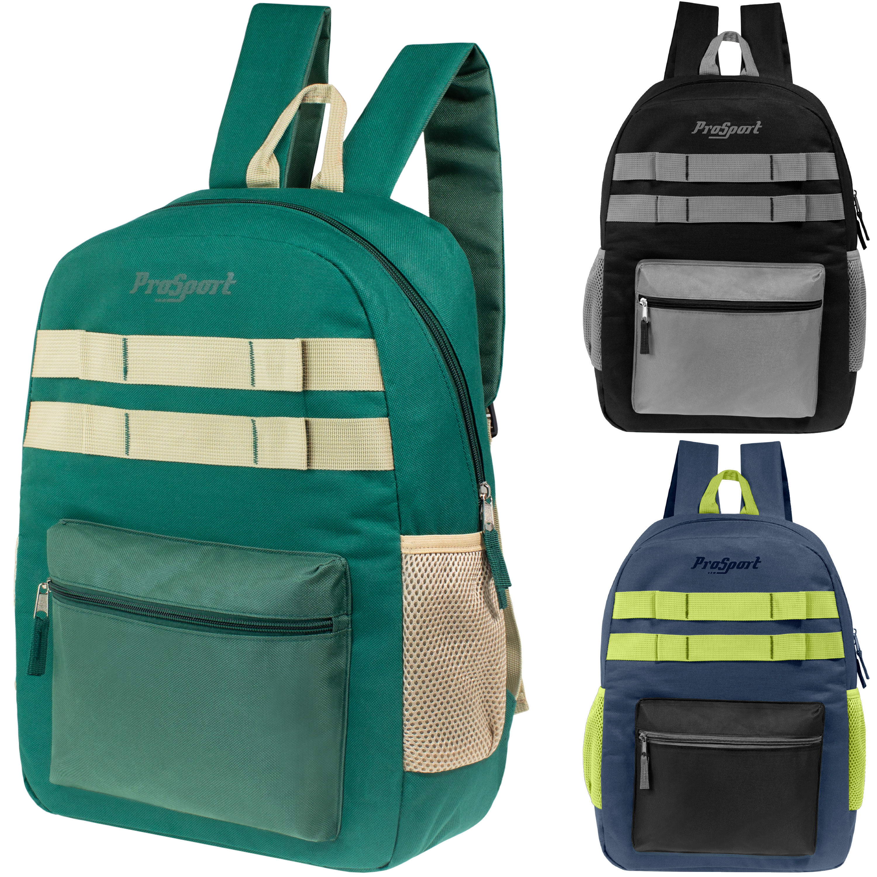 17" Multi Color Wholesale Backpacks in Asst Colors & 12 Bulk School Supply Kits of Your Choice