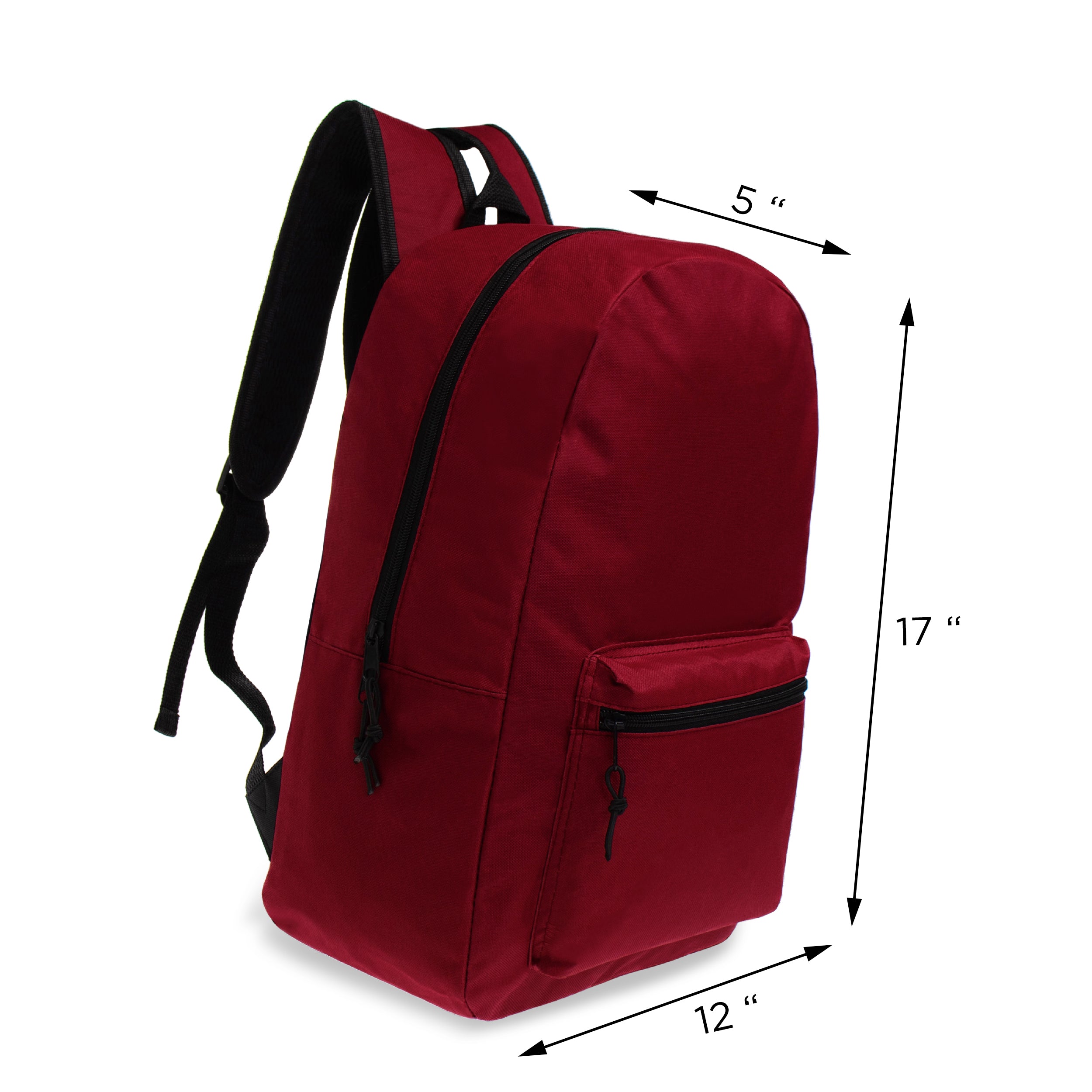 17" Backpacks with 18 Piece School Supply Kit - Bulk Case of 24 Wholesale Backpacks in 12 Assorted Colors