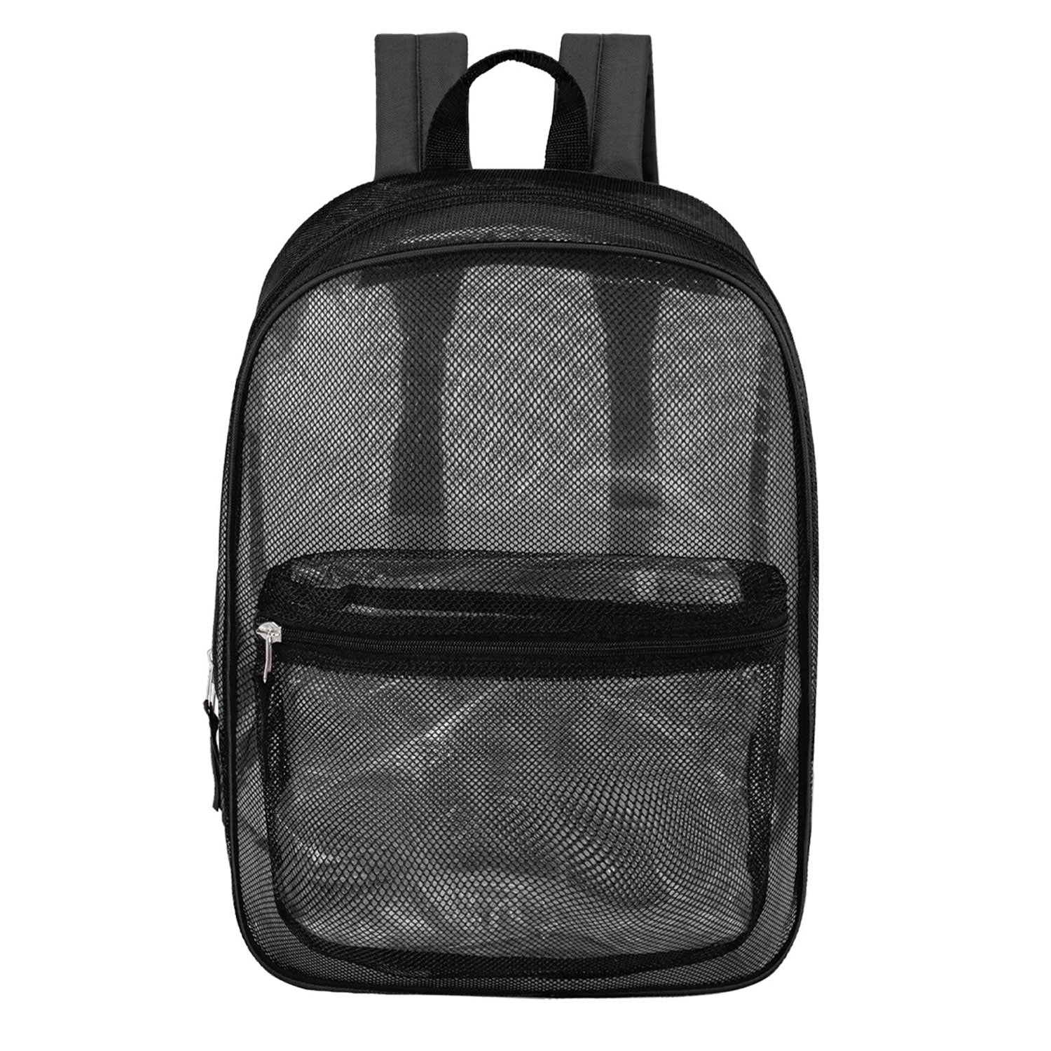 17" Wholesale Mesh Backpack in Black for School - Bulk Case of 24 Black Mesh Bookbags