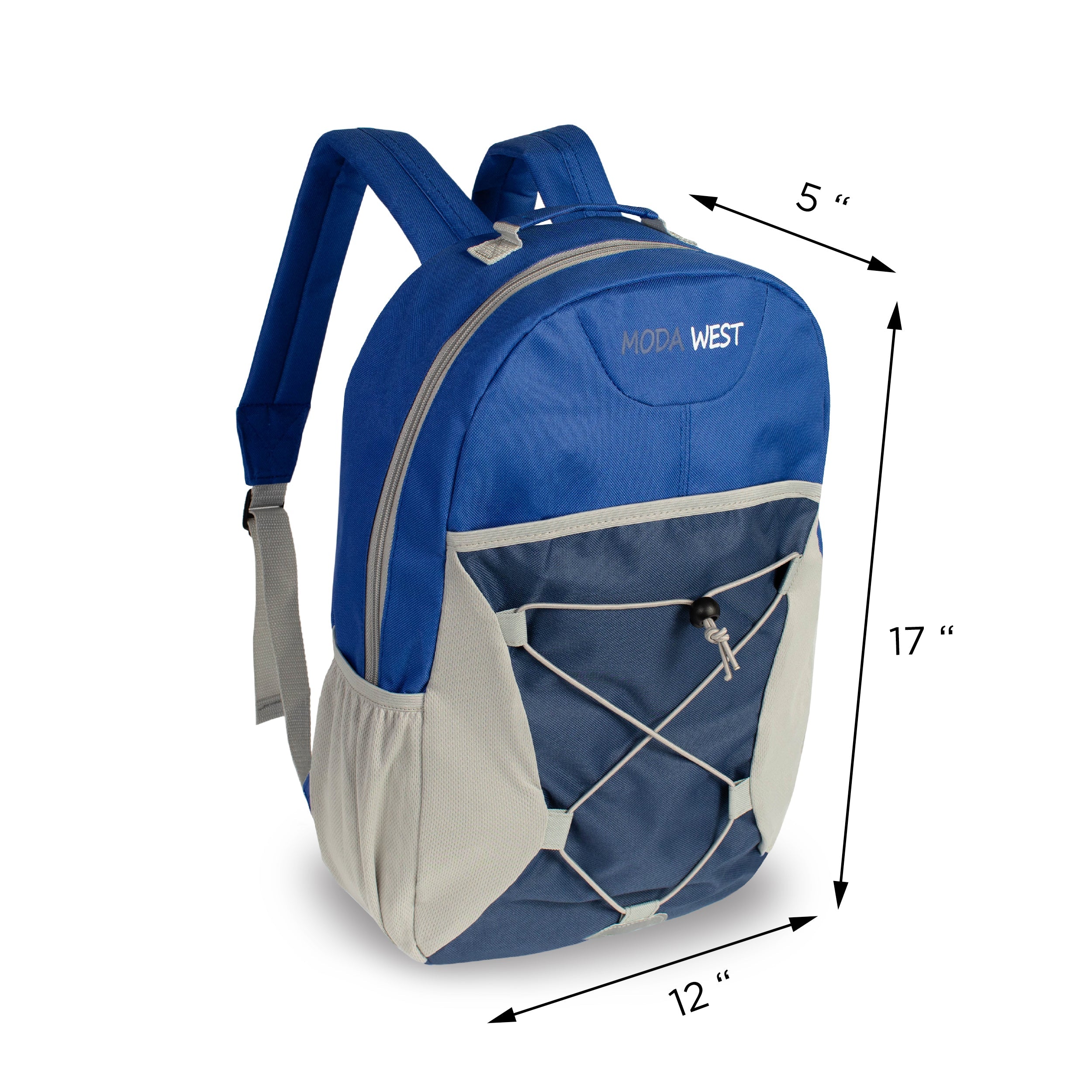 12 Wholesale 17" Bungee Backpacks in Assorted Colors & 12 Bulk School Supply Kits of Your Choice