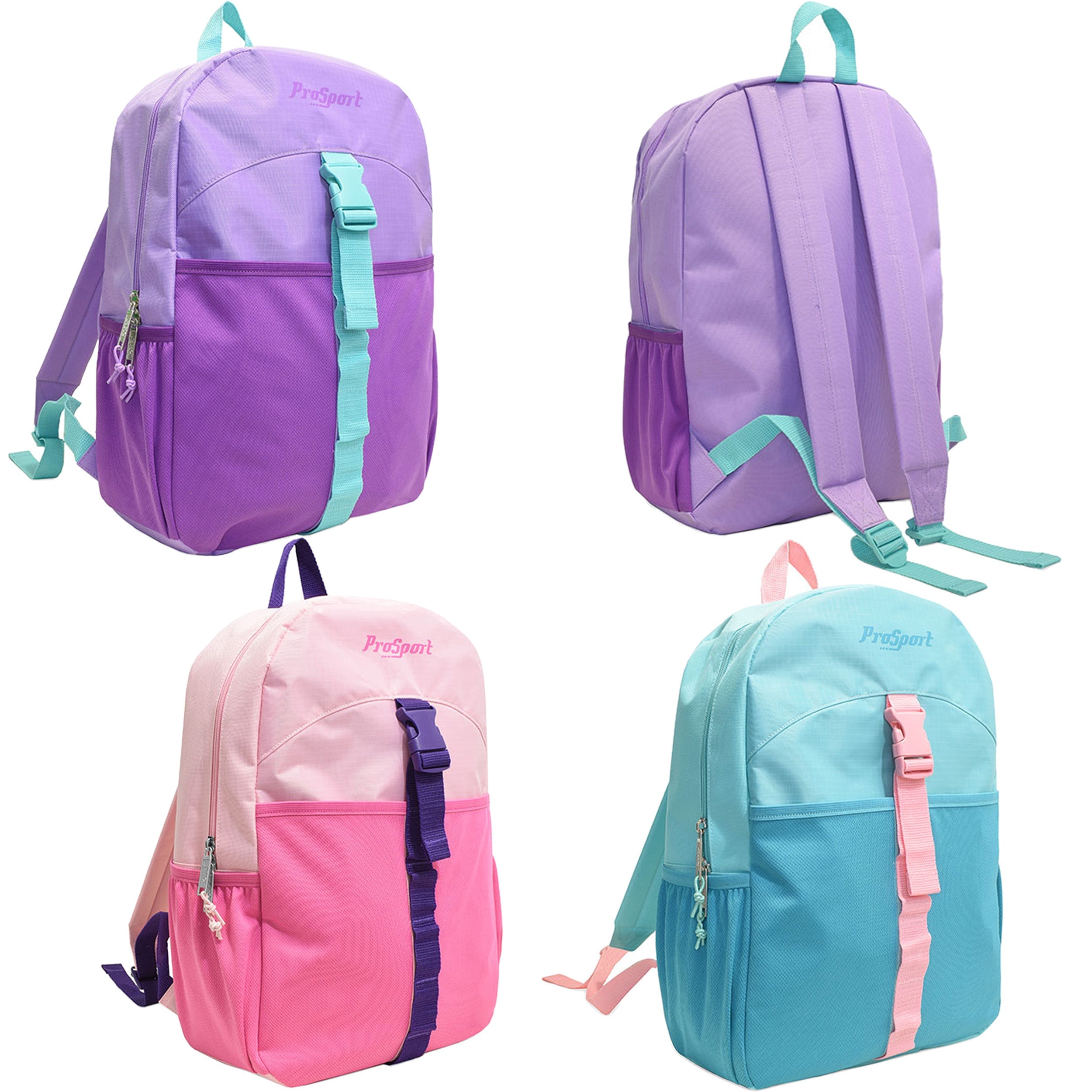 17 Inch Multi Color Wholesale Backpacks in 3 Assorted Colors - Bulk Case of 24 Bookbags