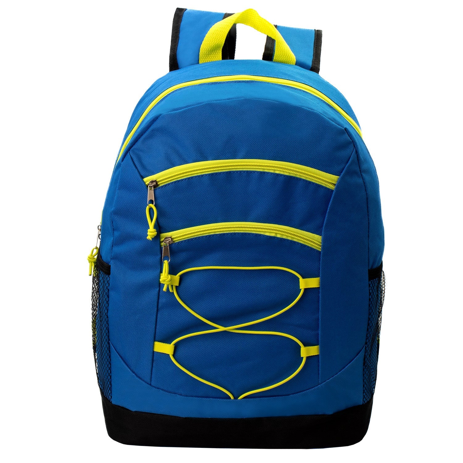 17" Bungee Wholesale Backpacks in 8 Assorted Colors - Bulk Case of 24 Bookbags