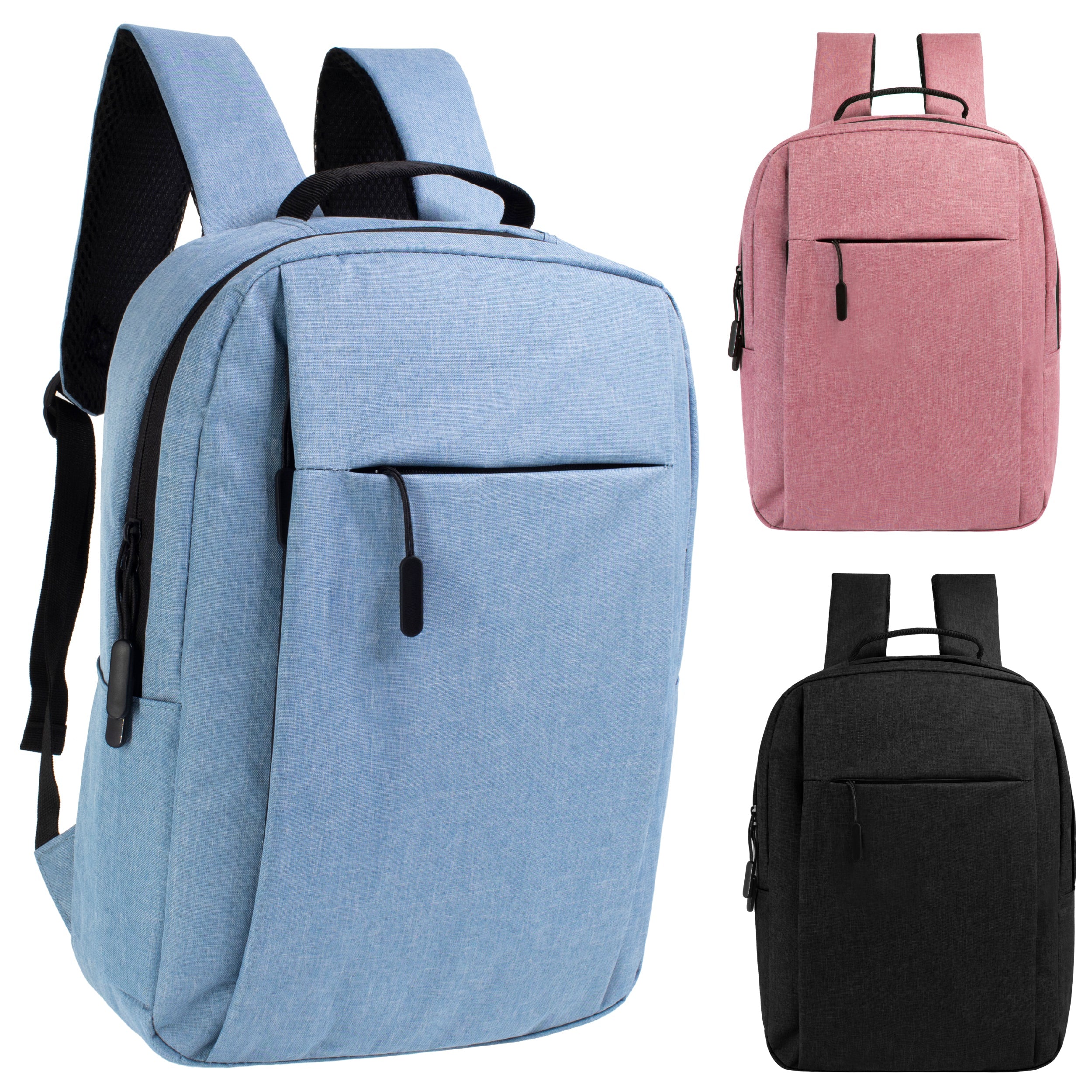 16" Wholesale Premium Laptop Backpacks in 3 Colors - Wholesale Case of 24 Bookbags