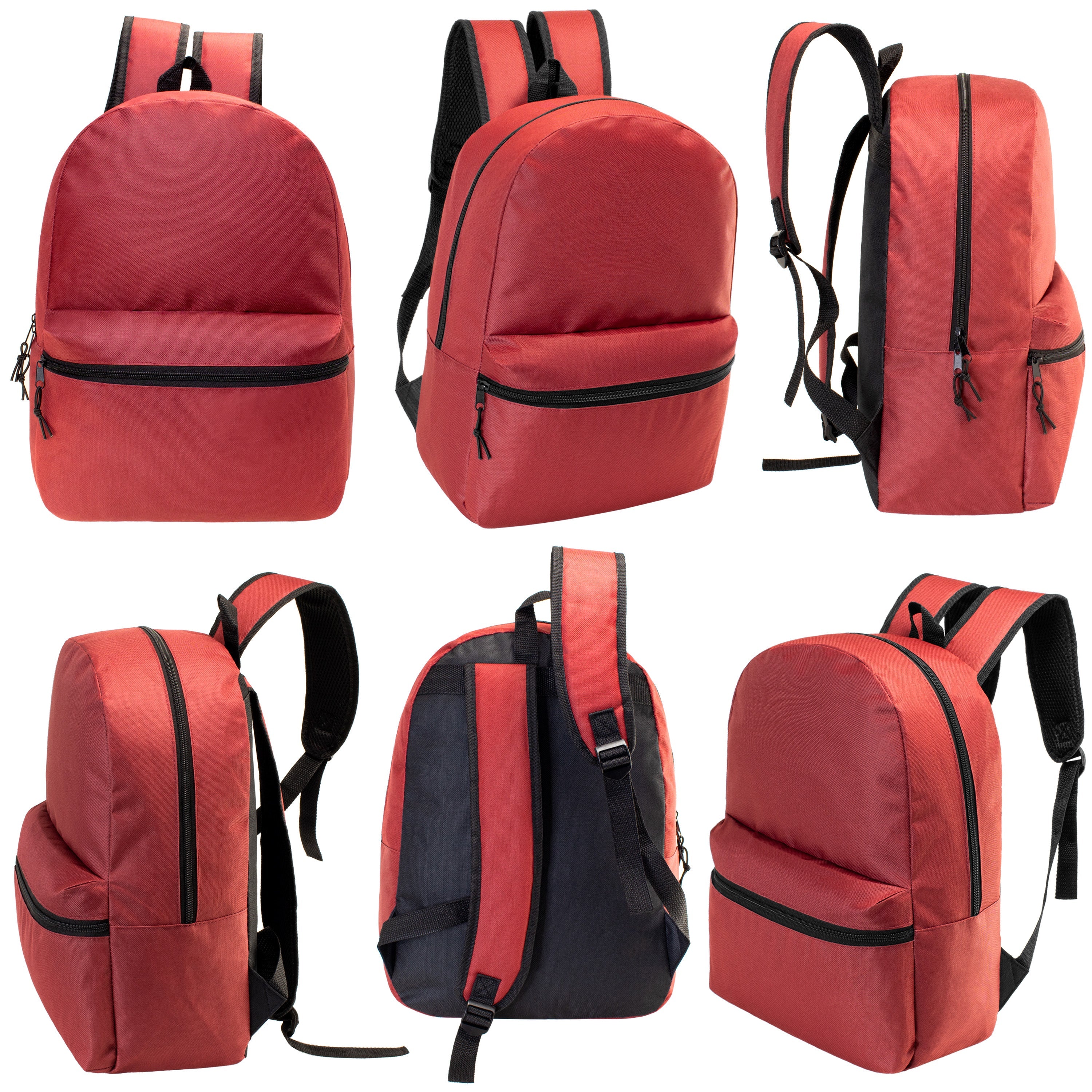 12 Wholesale 17" Basic Backpacks in 12 Assorted Colors & 12 Bulk School Supply Kits of Your Choice