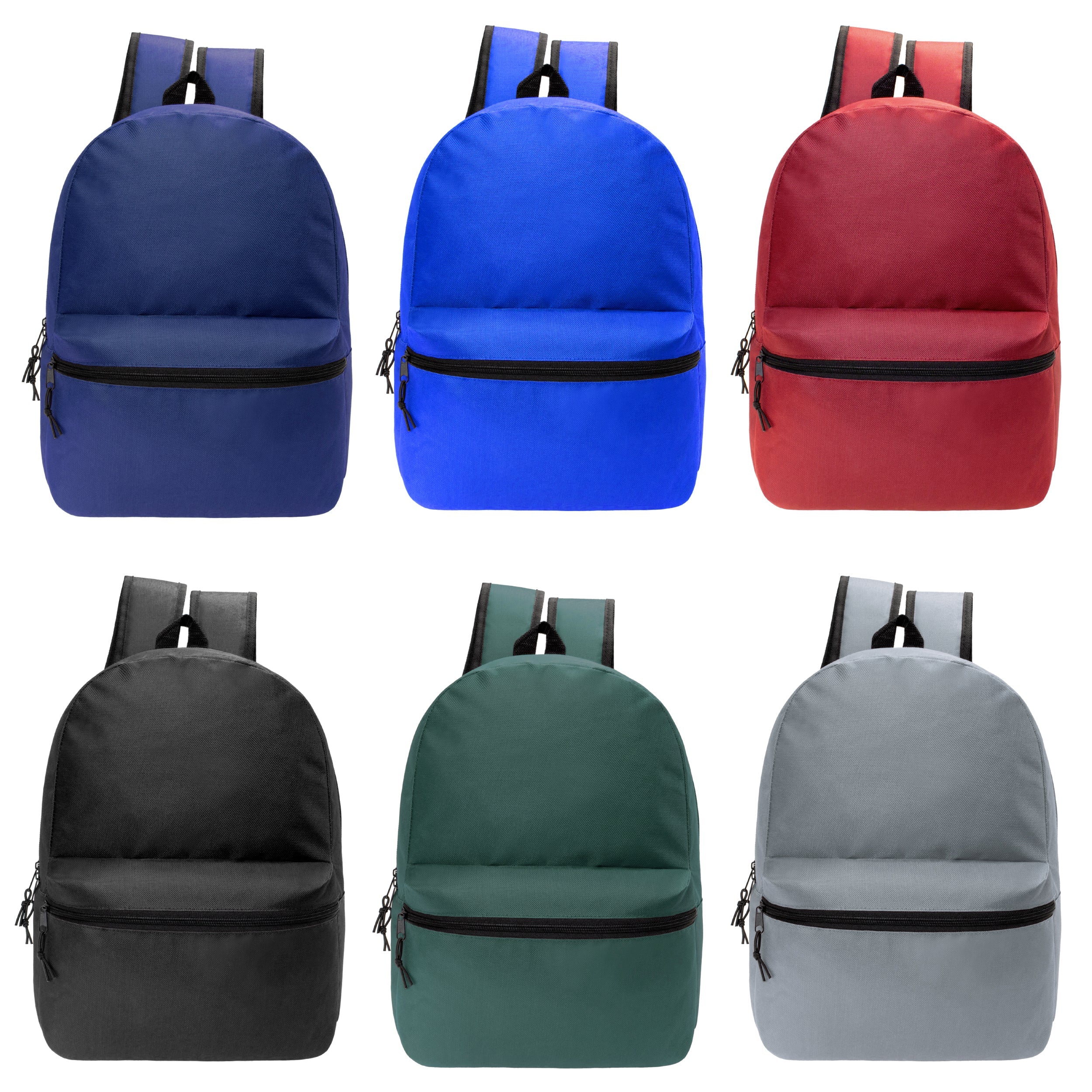 12 Wholesale 18.5" Backpacks in Assorted Colors & 12 Bulk School Supply Kits of Your Choice