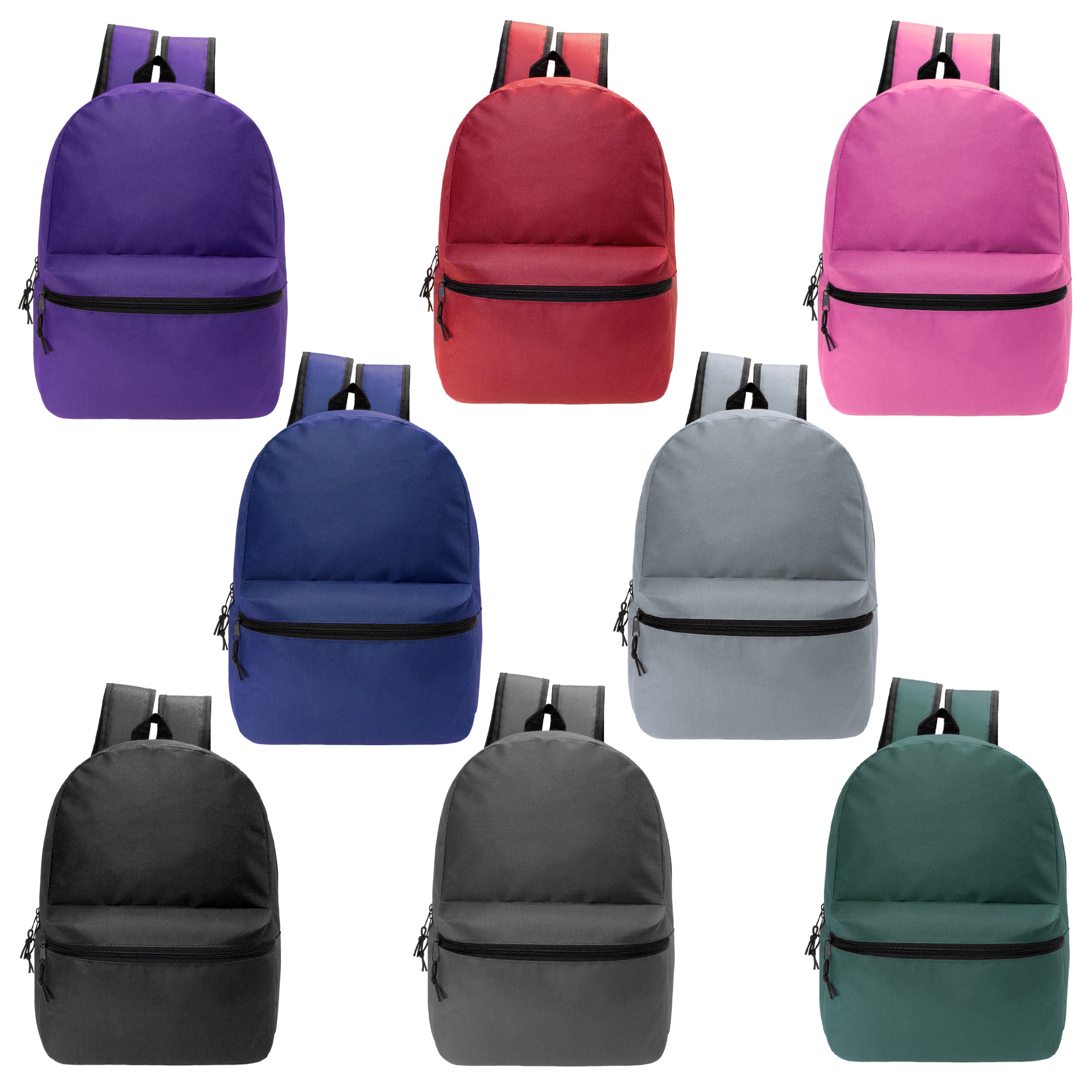 12 Basic 17" Backpacks in 8 Colors & Your Choice of 12 Winter Item Sets - Wholesale Care Package: Homeless, Emergency, Charity