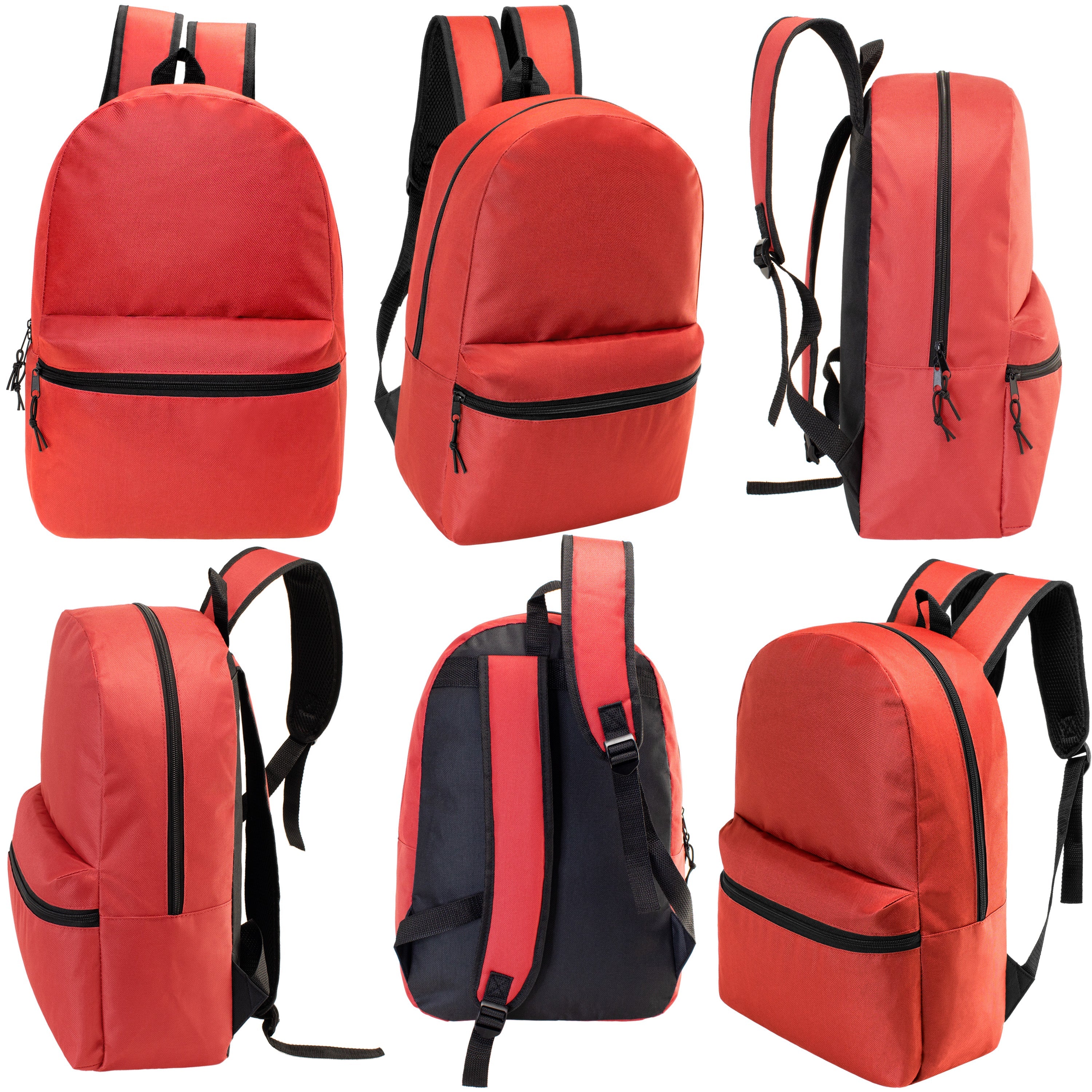 12 Wholesale Blank 19" Backpacks in 12 Assorted Colors and 12 Bulk School Supply Kits of Your Choice