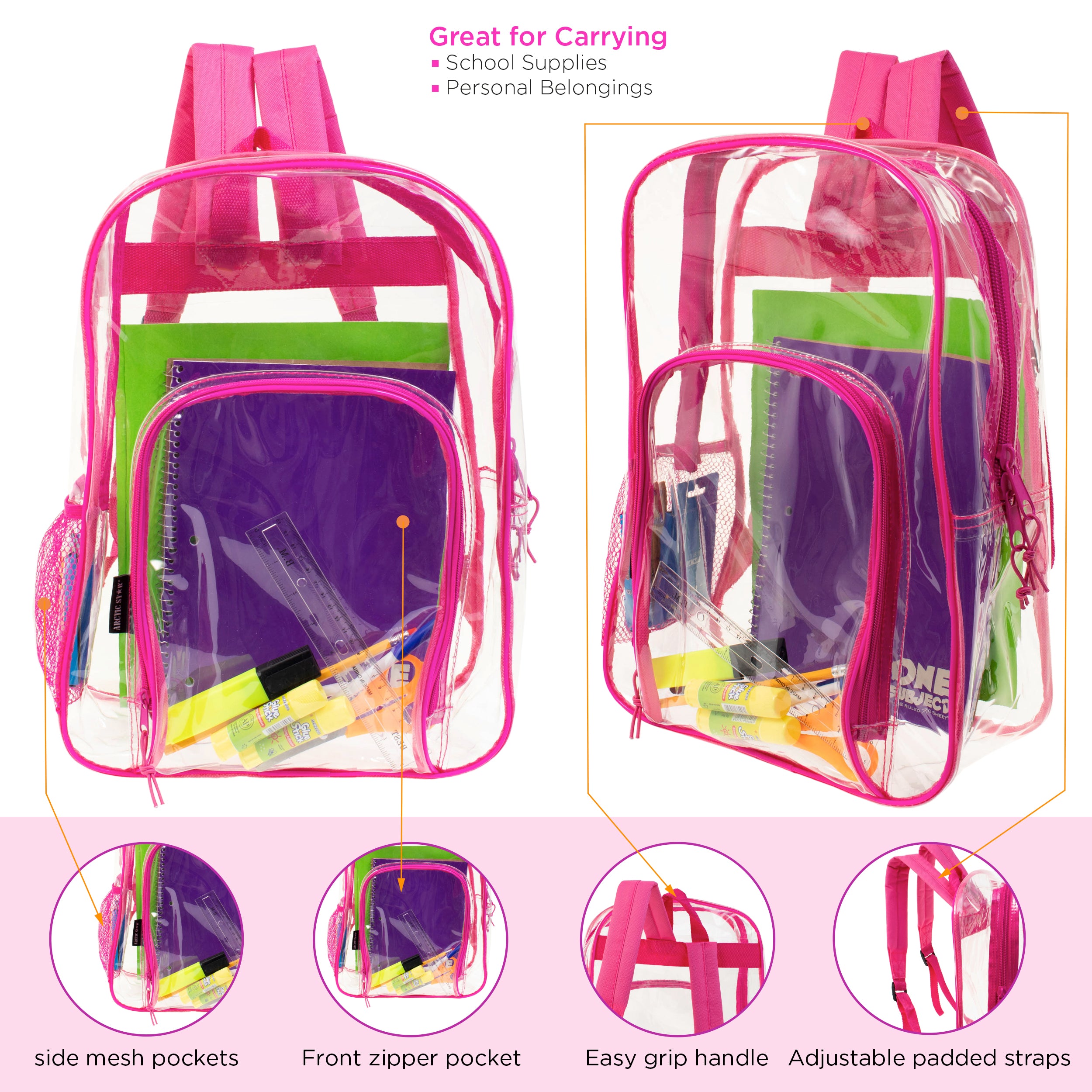 Clear book bags clearance wholesale