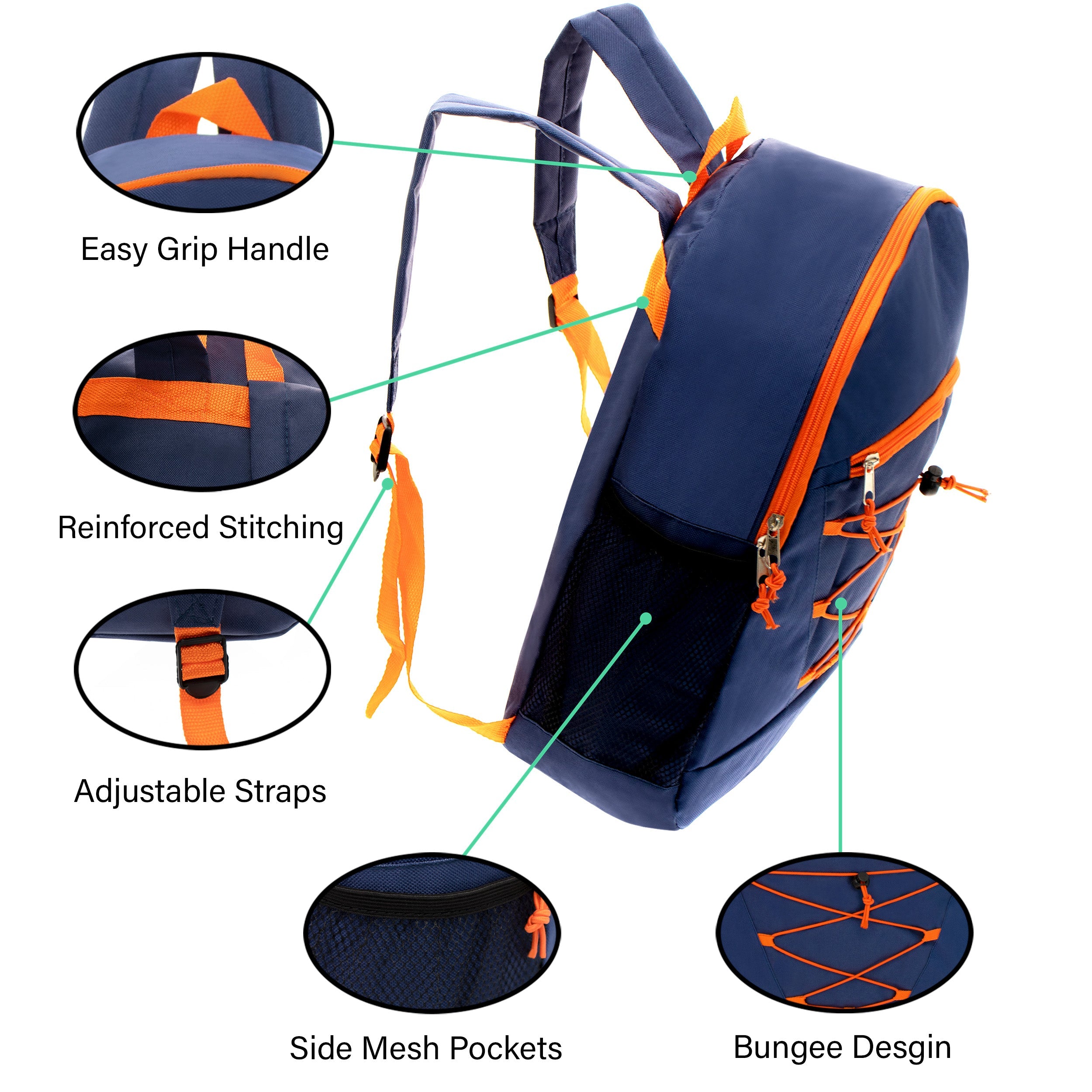 12 Bungee 17" Backpacks in 6 Colors, 12 Winter Item Sets & Your Choice of 12 Bulk Hygiene Kits - Wholesale Homeless Care Package