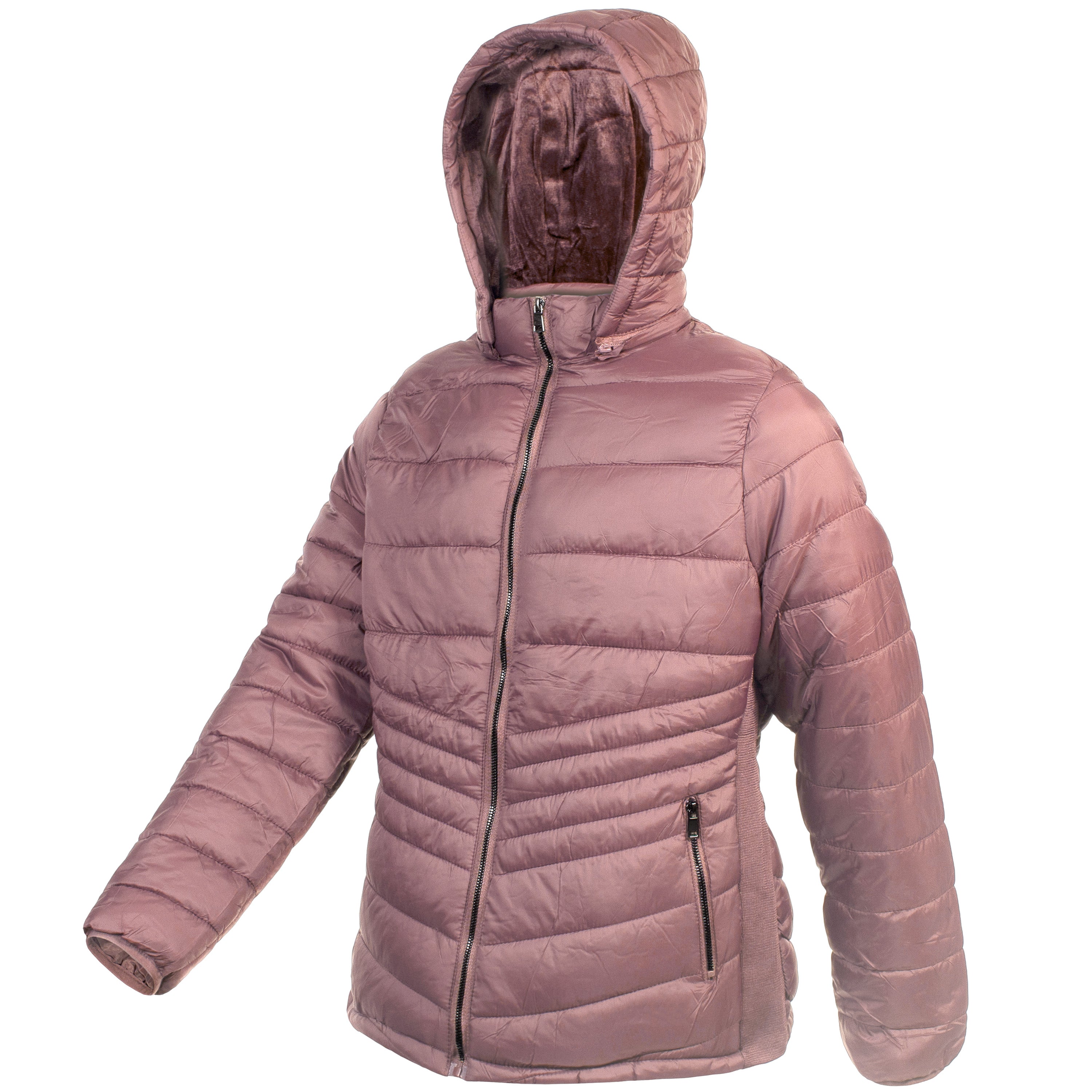 Women's Pink Soft Puffer Wholesale Coats in Assorted Plus Sizes - Bulk Case of 12 Jackets