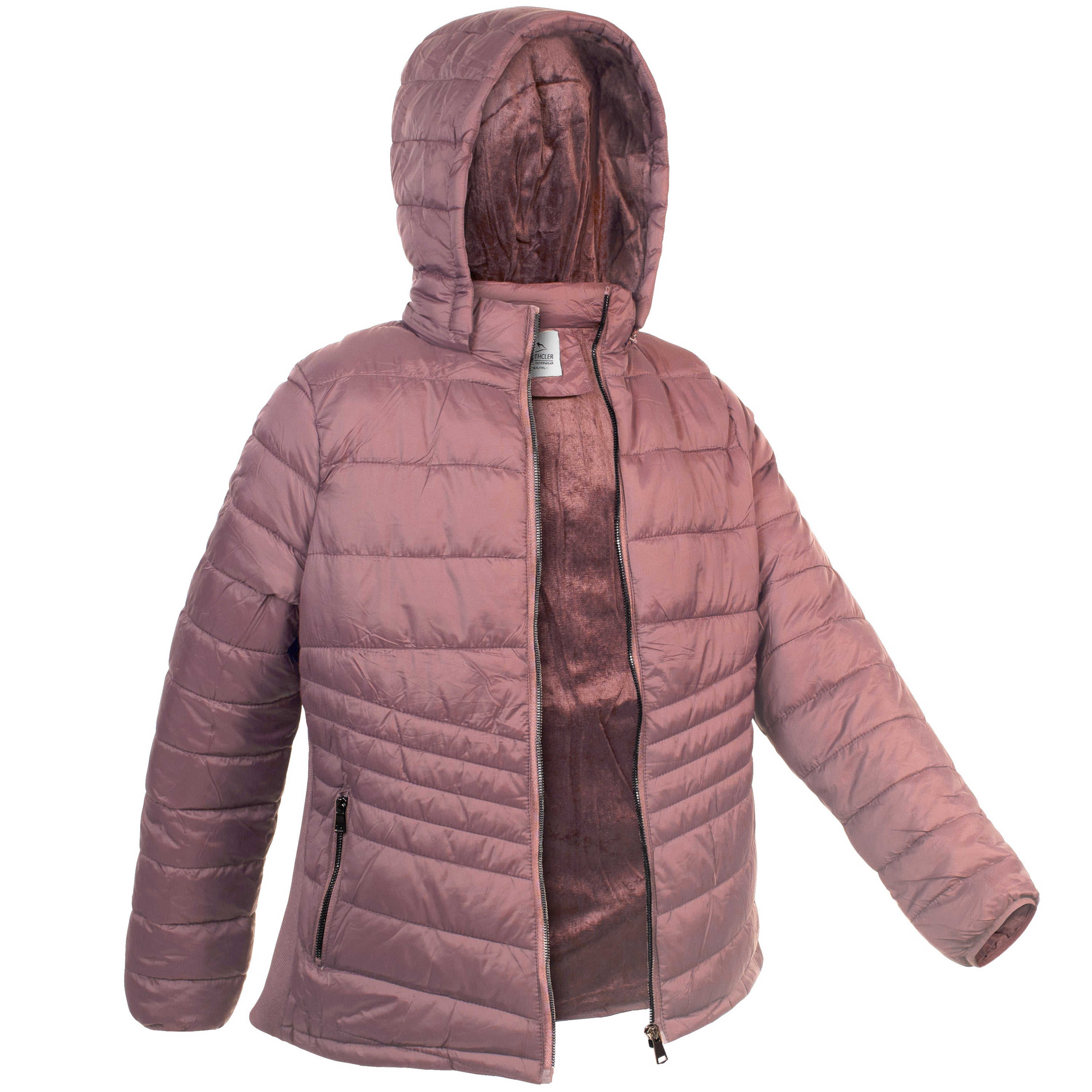 Women's Pink Soft Puffer Wholesale Coats in Assorted Plus Sizes - Bulk Case of 12 Jackets