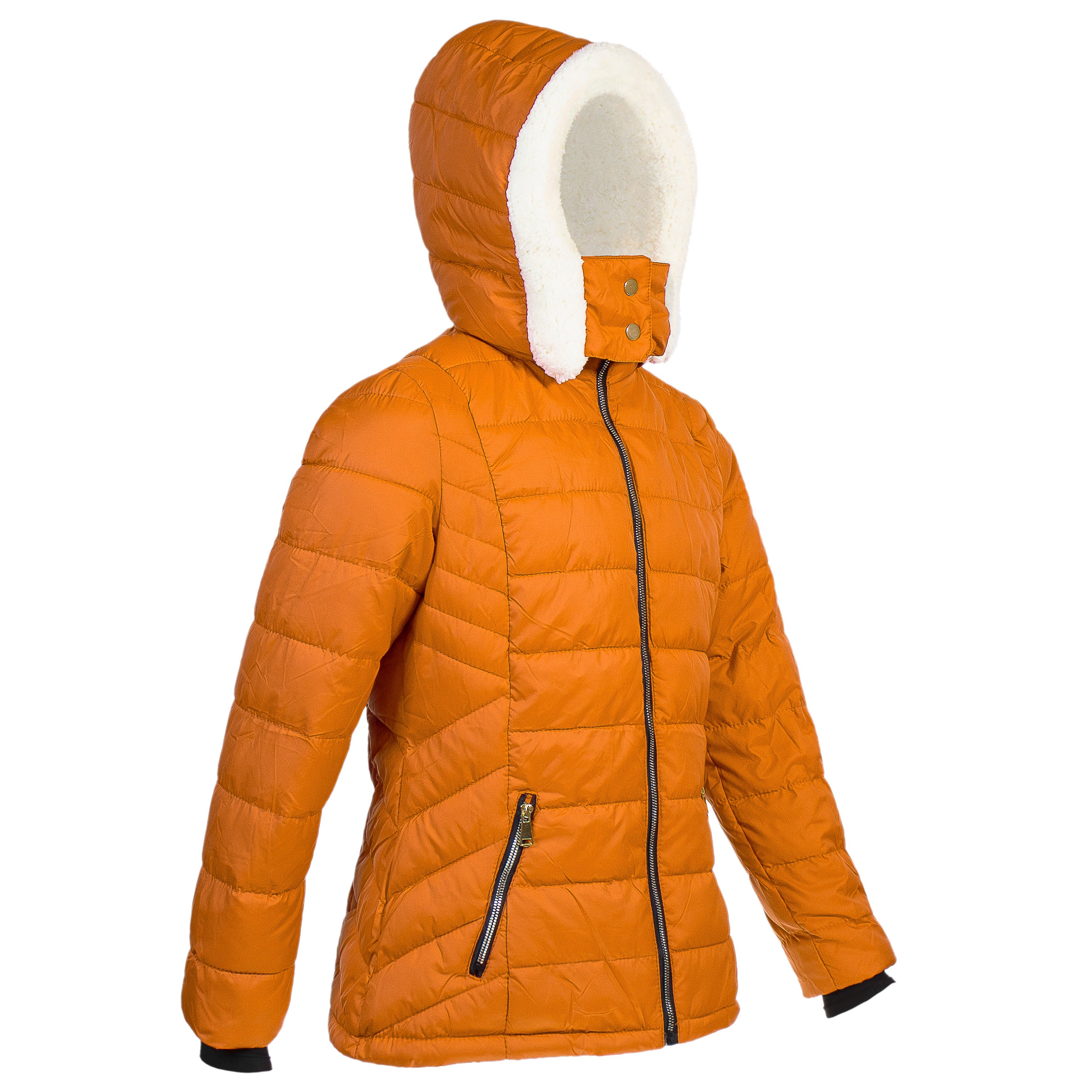 Women s Warm Wholesale Puffer Coats in Orange in Assorted Sizes Bulk Case of 12 Winter Jackets