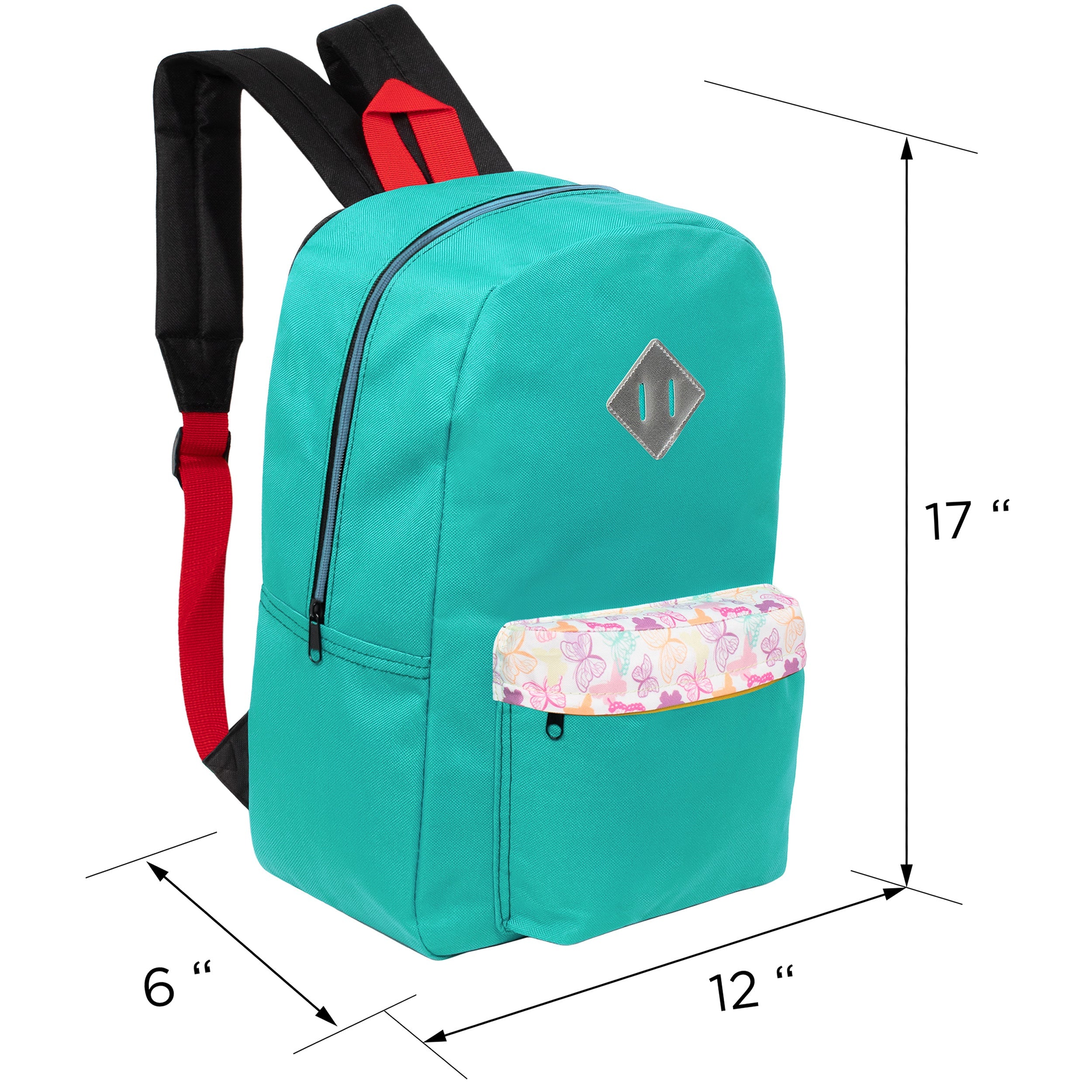 17" Multi Color Basic Wholesale Backpacks | Diamond Patch & Padded Back - Bulk Case of 24