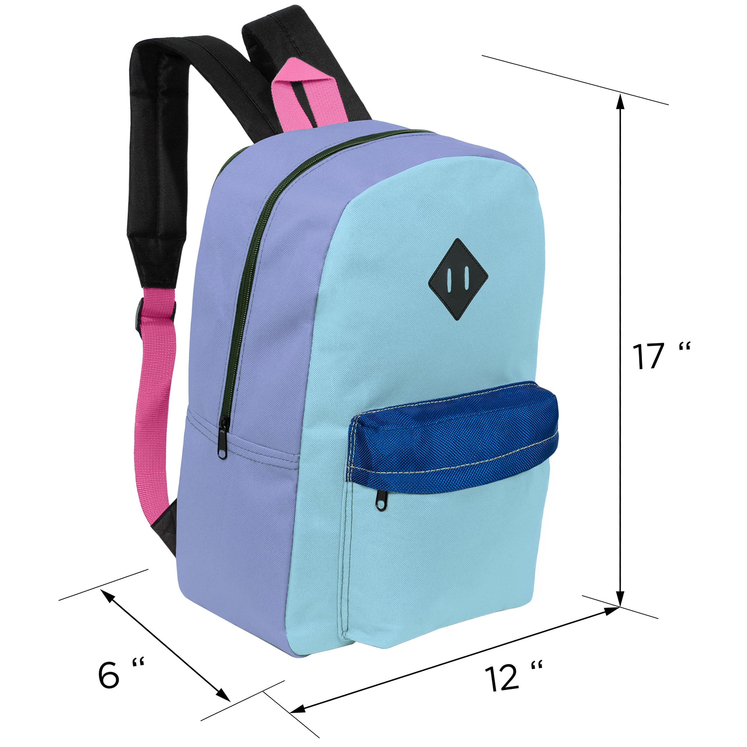 17" Kids Backpacks in 6 Assorted Colors  - Bulk Case of 24