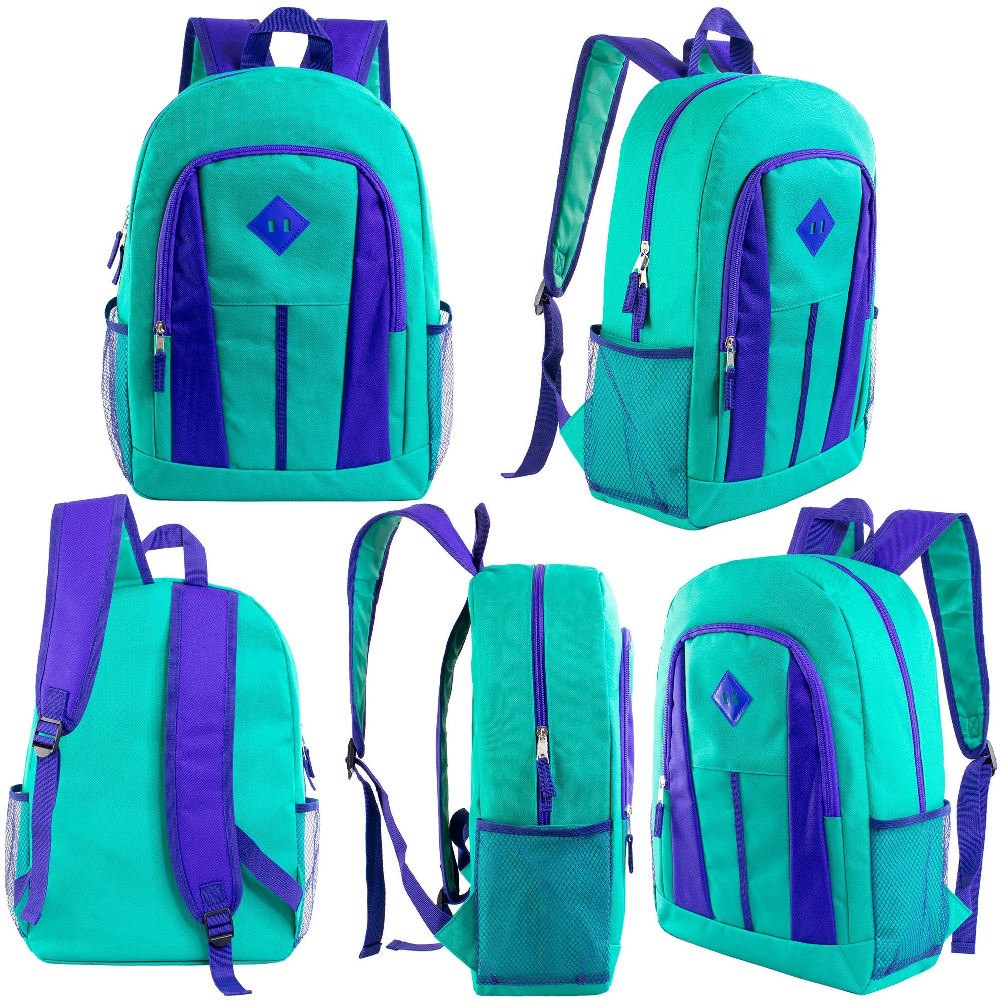 17" Bulk Backpacks for Boys and Girls In 6 Assorted Colors - Wholesale Case Of 24 Backpacks