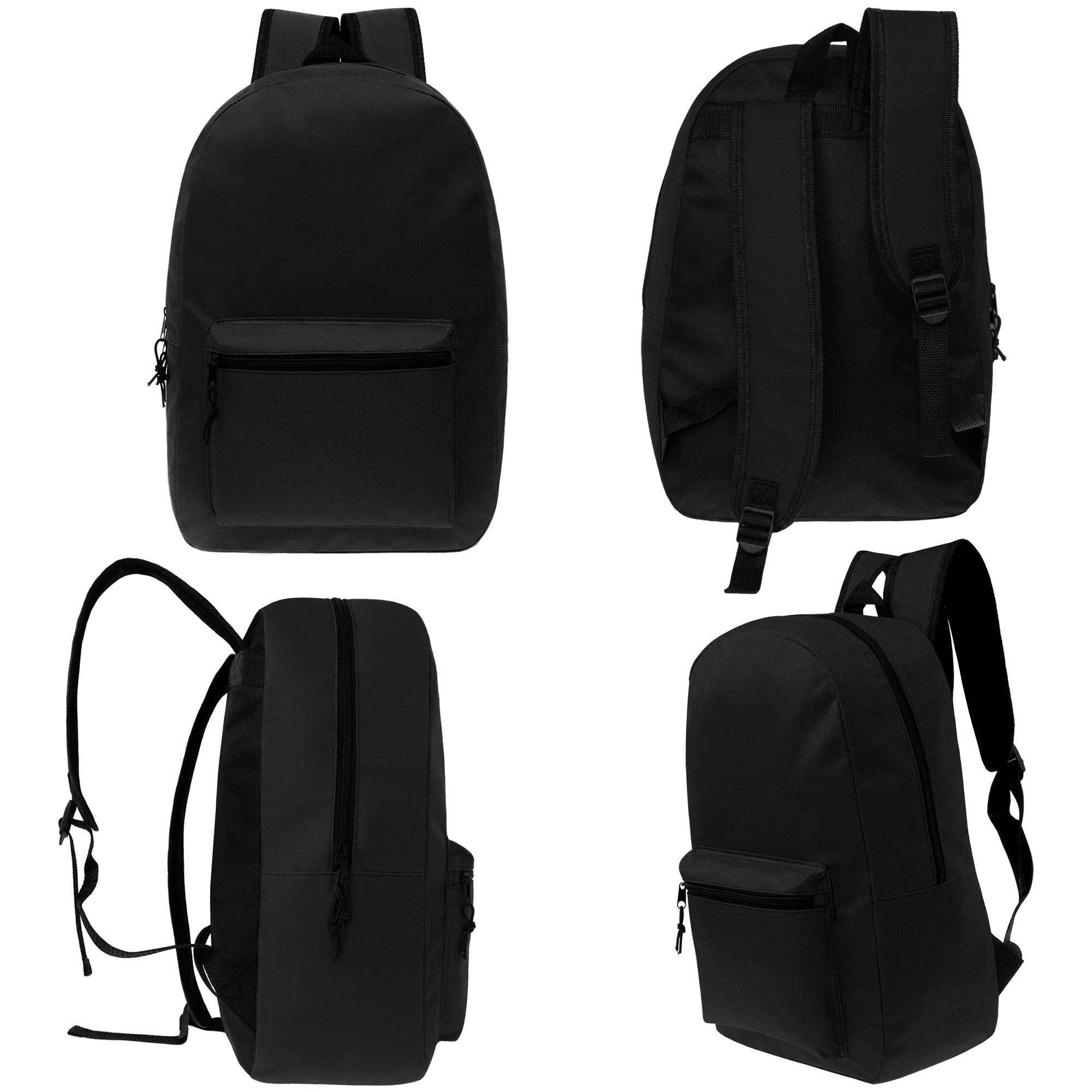 12 Black 17" Classic Backpacks & Your Choice of 12 Bulk Hygiene Kits - Wholesale Care Package: Homeless, Emergency, Charity