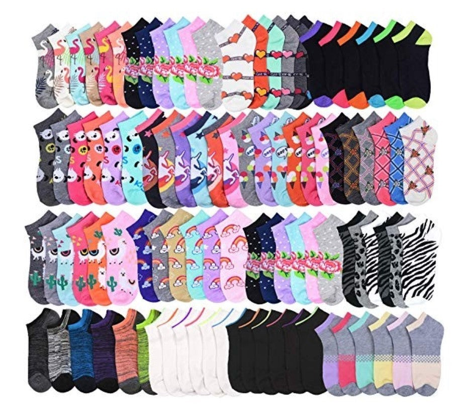 Size 9-11 Wholesale Socks Women's Low Cut, No Show Footies in 12 Styles - Bulk Case of 144 Pairs