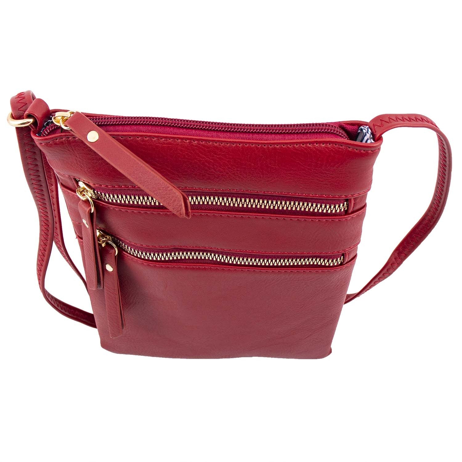 Casual Functional Multi Pocket Double Zipper Purse Crossbody Bags for Women