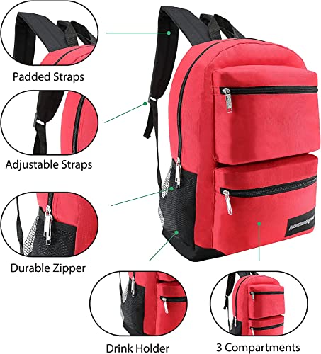 24 Pack of 17" Premium and Classic Style Wholesale Backpack in Assorted Colors and Prints - Bulk Case of 24